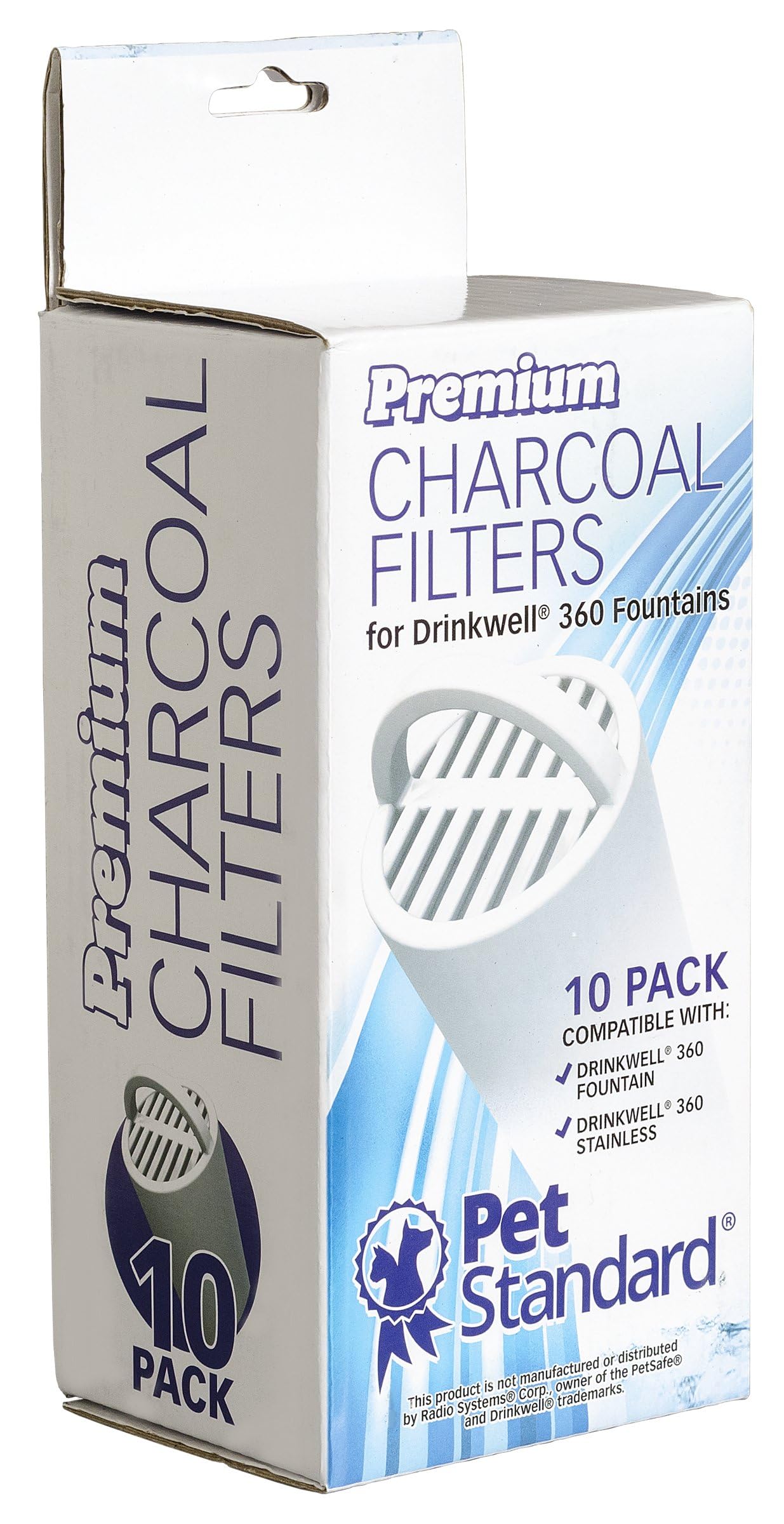 Premium Charcoal Filters For Petsafe Drinkwell 360 Fountains, Pack Of 10