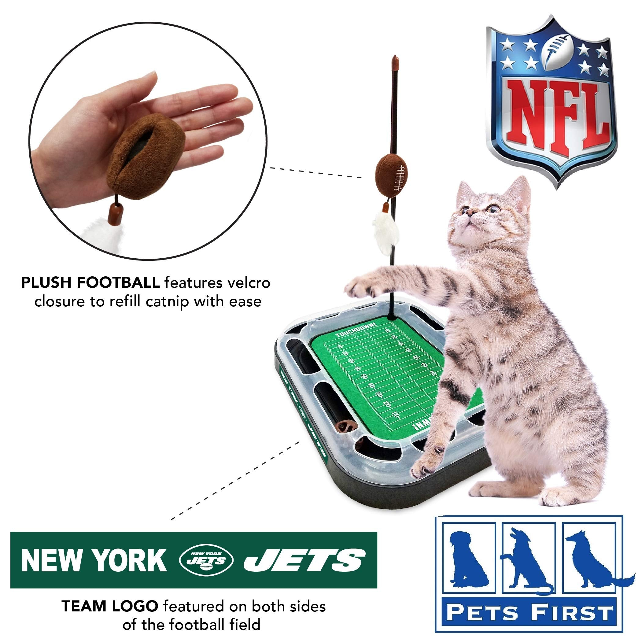 Pets First Cat Scratching Pets First New York Jets Football Field CAT Scratcher Toy with Catnip, Cat Chasing 5-in-1 Kitty Toy, m
