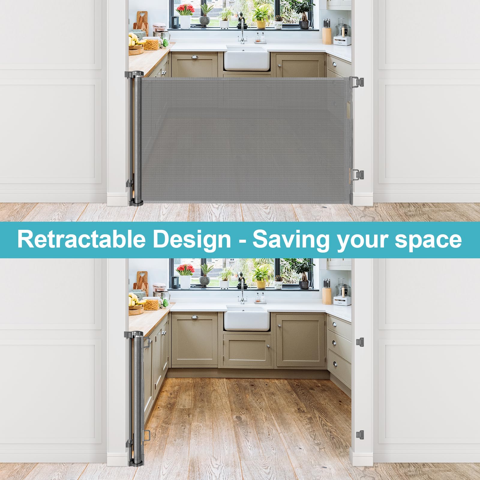 Retractable Baby Gate Retractable Gate 35    Tall X 55    Wide Dog Gates for The House Outdoor Pet Gates for Dogs Indoor Mesh Do