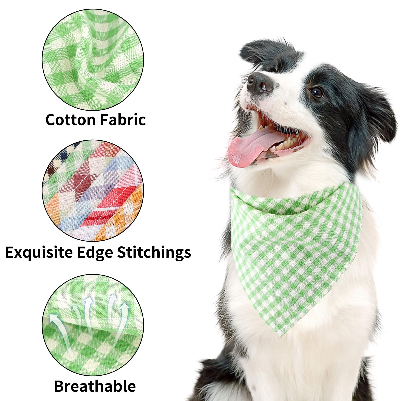 Segarty 30 Pack Pet Scarf, 22.8''X15.7'' Washable Triangle Plaid Bibs Dog Bandanas Accessories Bulk For Small Medium Dogs Cats L