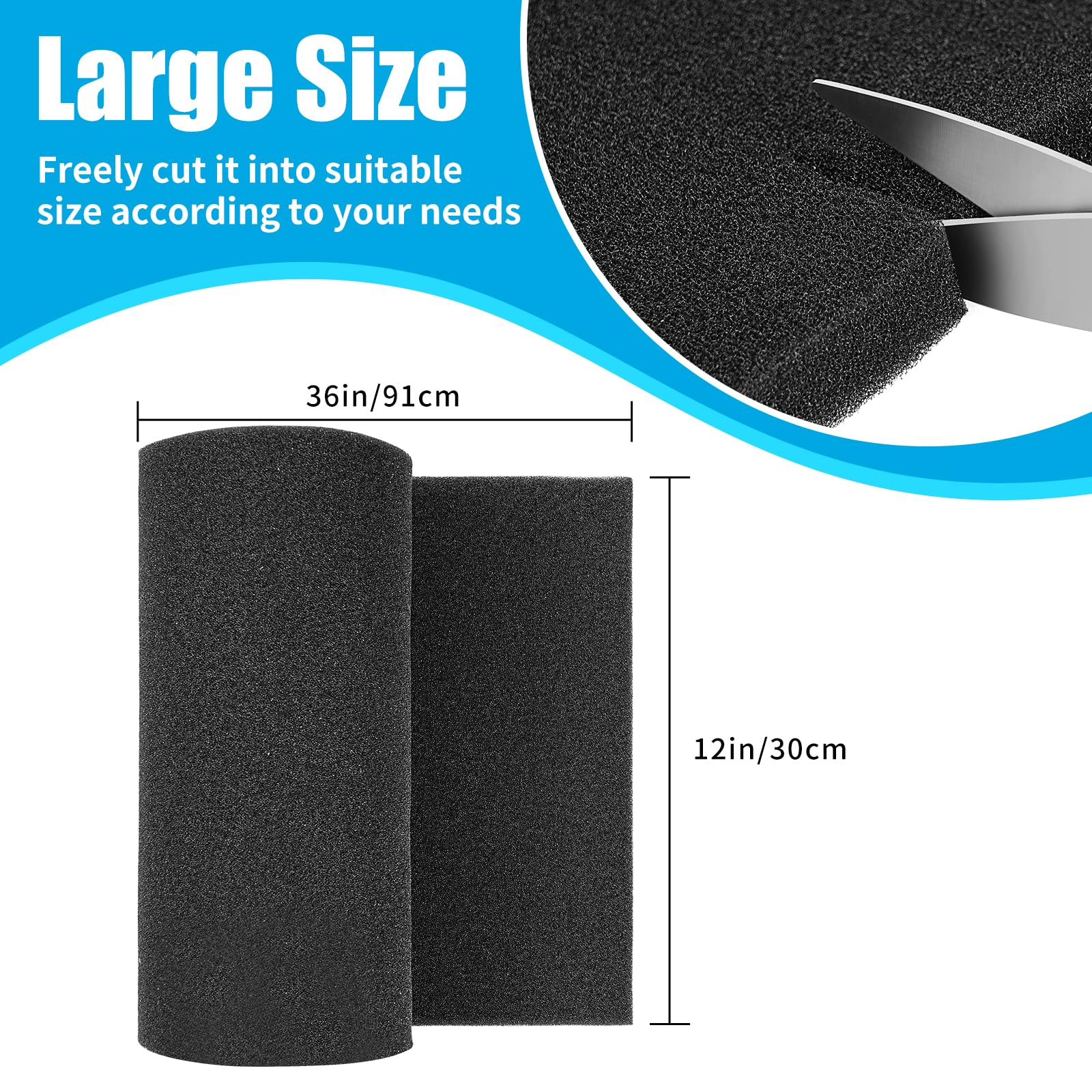 Aquaneat Aquarium Bio Sponge Filter Media Pad 36'' X 12'' X 1'' / 72'' X 12'' X 1'' Open Cell Foam Sheet Cut-To-Fit For Fish Tan