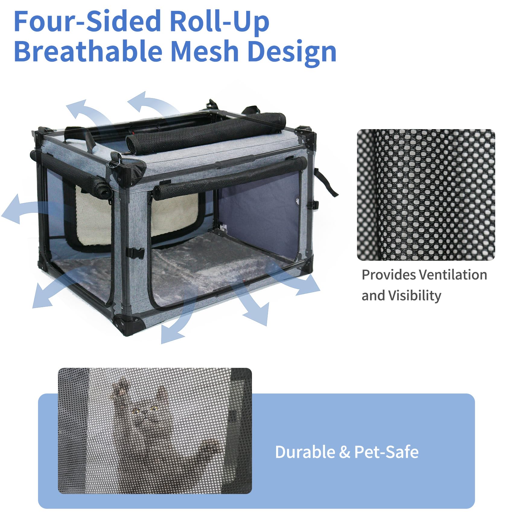 Nezuc Soft Collapsible Dog Crate - 30 Inch Portable Soft Sided Travel Dog Crates For Medium Dogs, 4-Door Foldable Dog Carrier, P