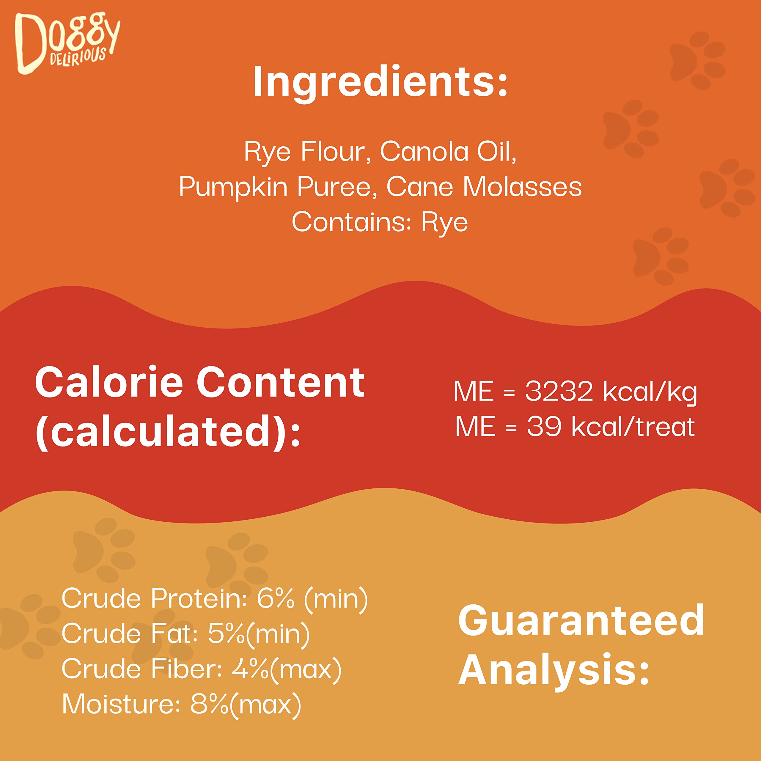 Doggy Delirious Dog Treats - Pumpkin Bones - Case of 6 - 16 oz(D0102HXWETX.)
