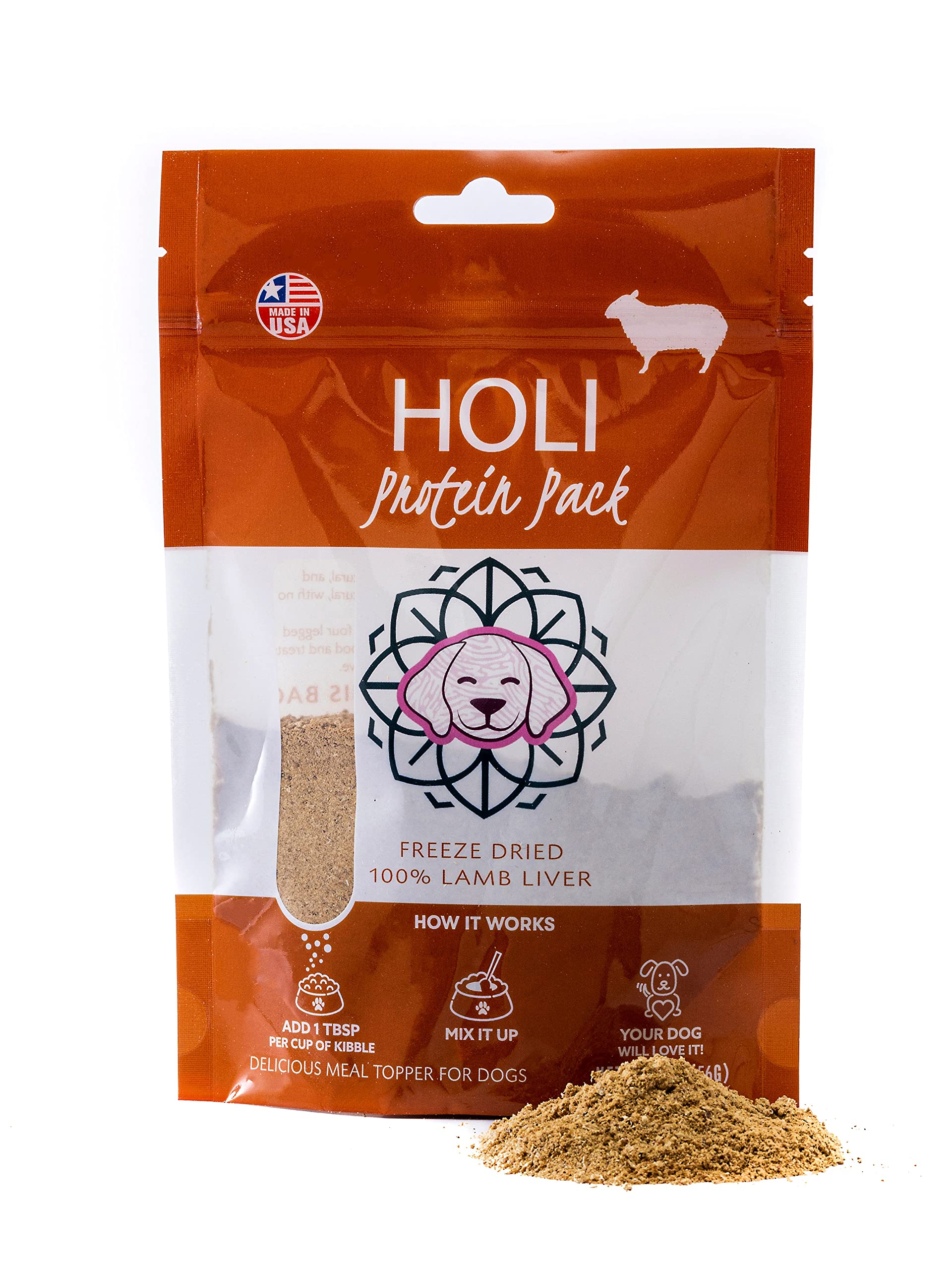 HOLI Lamb Liver Dog Food Topper - Single Ingredient, Human-Grade - Freeze Dried Dog Food Toppers and Flavor Enhancer for Picky D