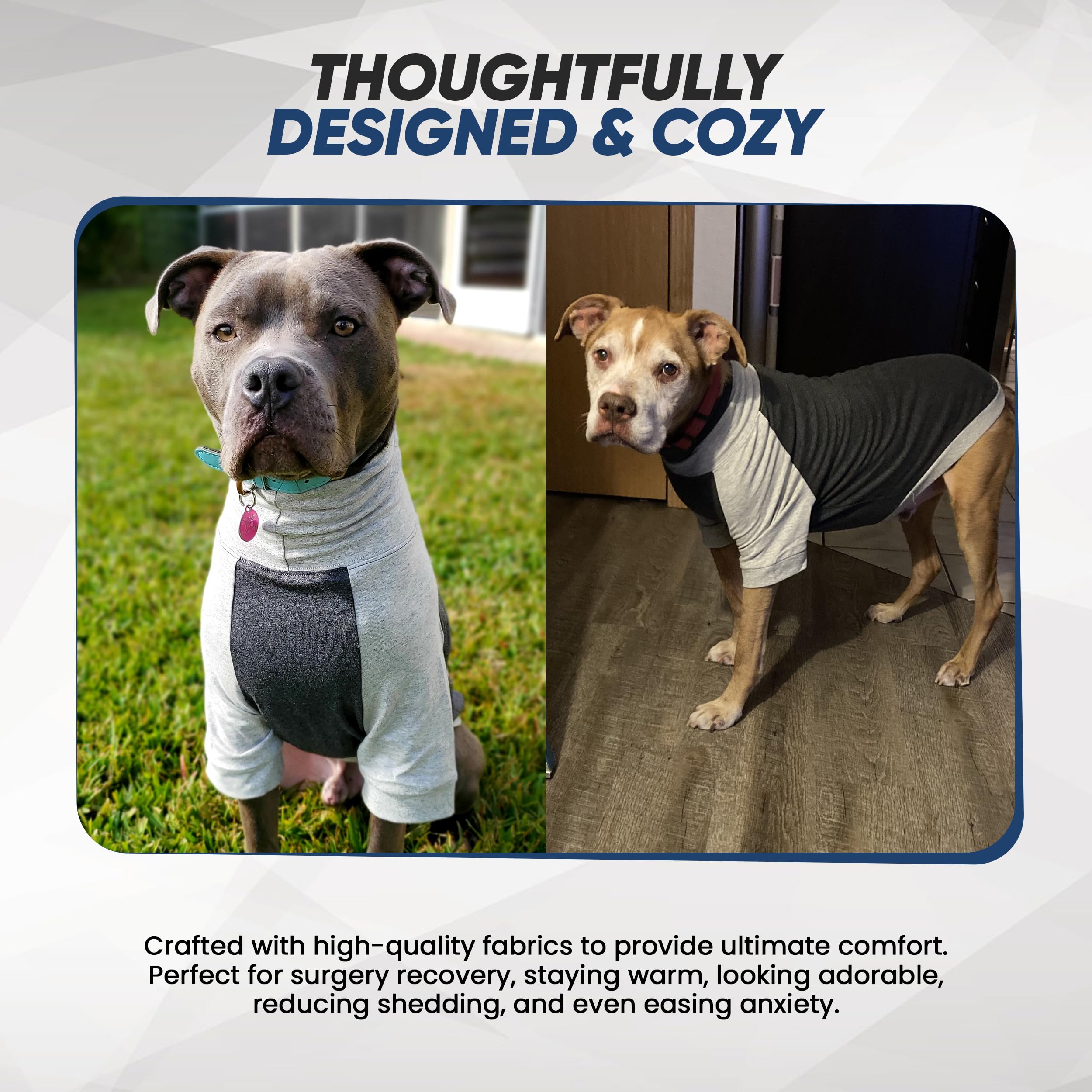 Tooth & Honey Large Dog Pullover Shirt – Breathable Cotton & Spandex Dog Shirt With Full Underbelly Coverage – Dark & Light Grey Large Dog Shirt For Allergy & Summer Protection (Large)