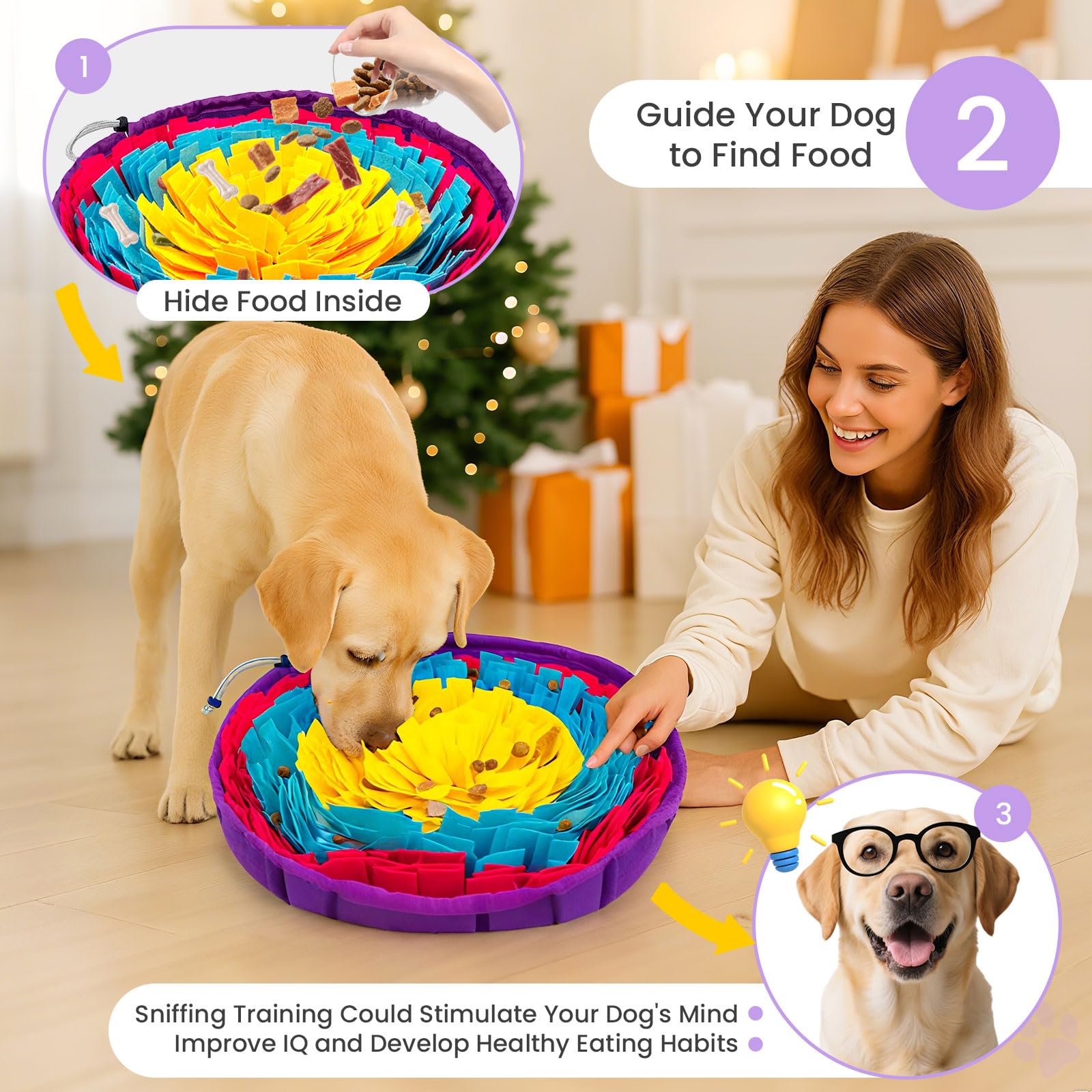 PETCARE Snuffle Mat for Dogs Adjustable Slow Feeder Bowl Interactive Enrichment Puzzle Toys for Small Medium Large Breed Dogs Ca