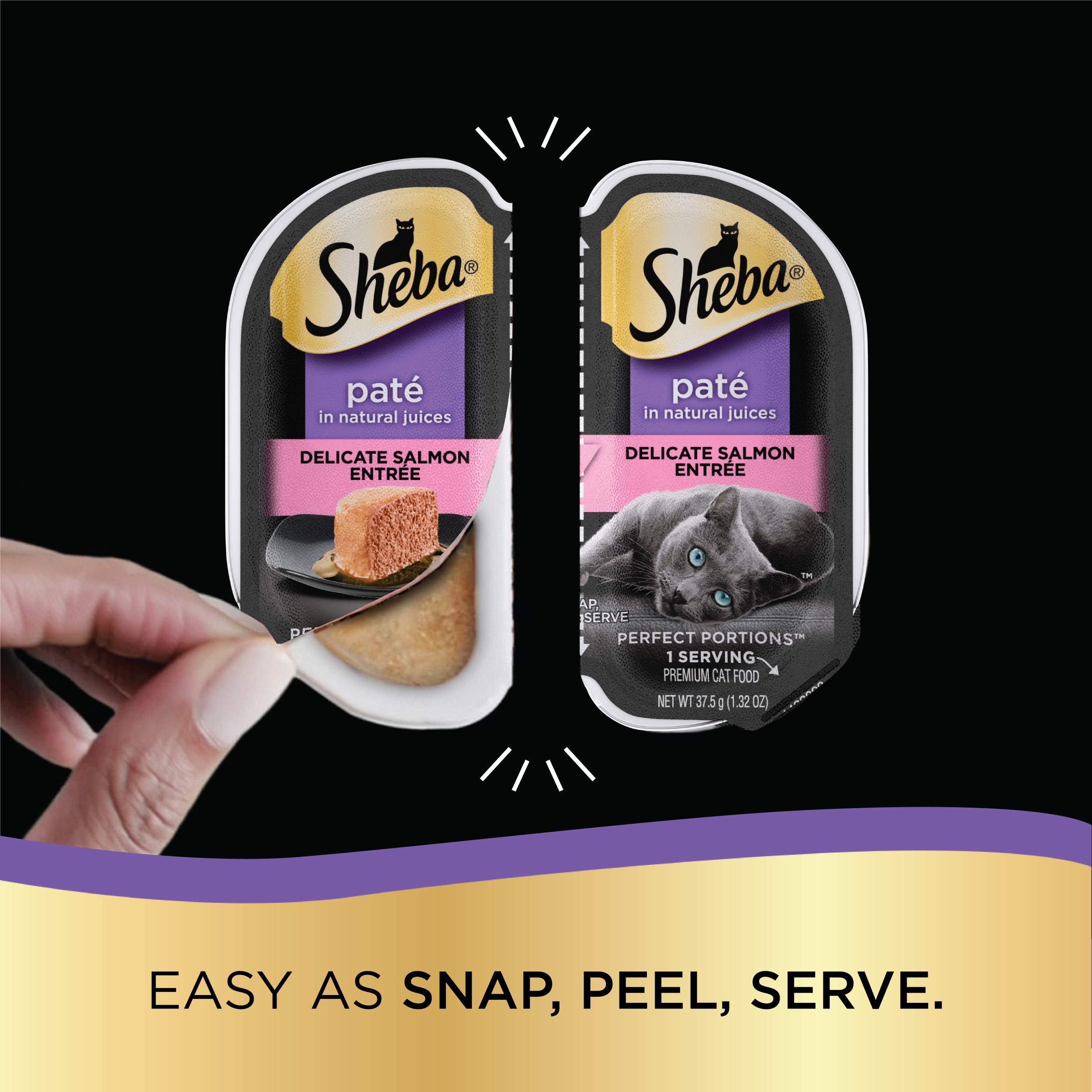 Sheba Wet Food Adult Wet Cat Food Trays, Salmon Entrée, 1.32 oz (Pack of 48)