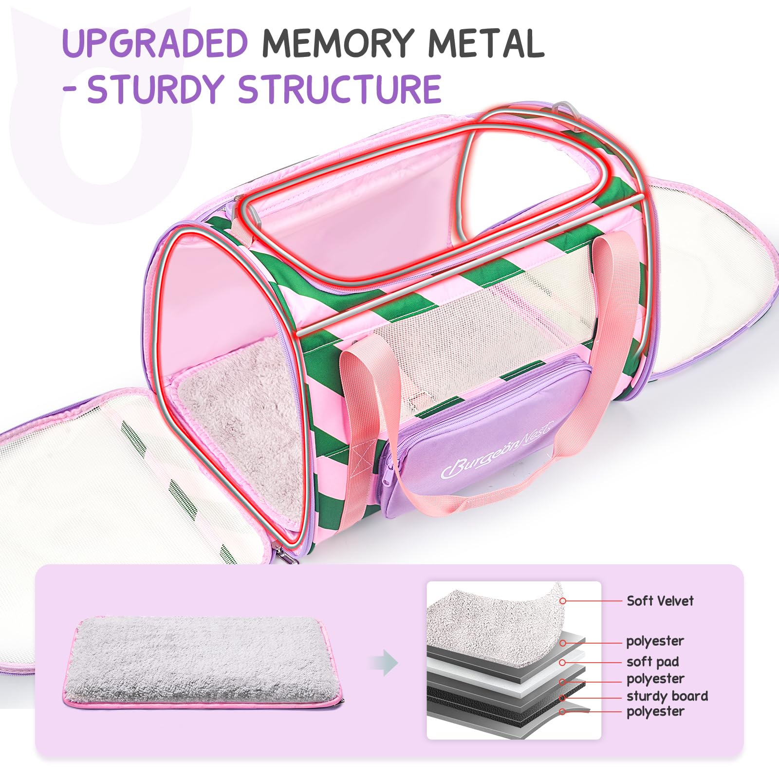 BurgeonNest Cat Carrier, Dog Cat Carriers for Large Medium Cats Under 20 lbs, Soft Sided Pet Carrier, Collapsible Travel Carry P