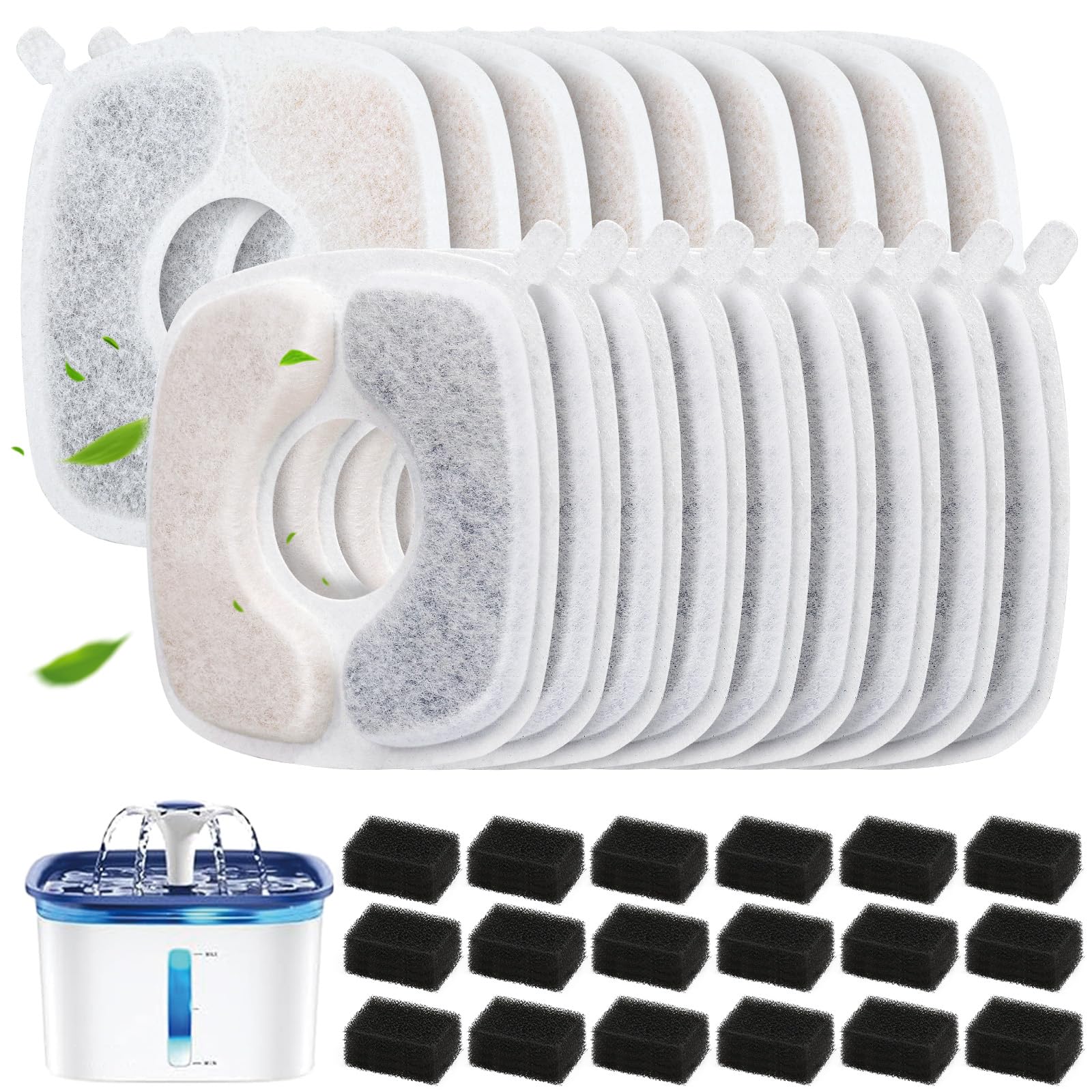 ELXXROONM 36 Pack Cat Water Fountain Filter Replacement Compatible with VEKEN 67oz/84oz/95oz/135oz Automatic Pet Fountain Dog Wa