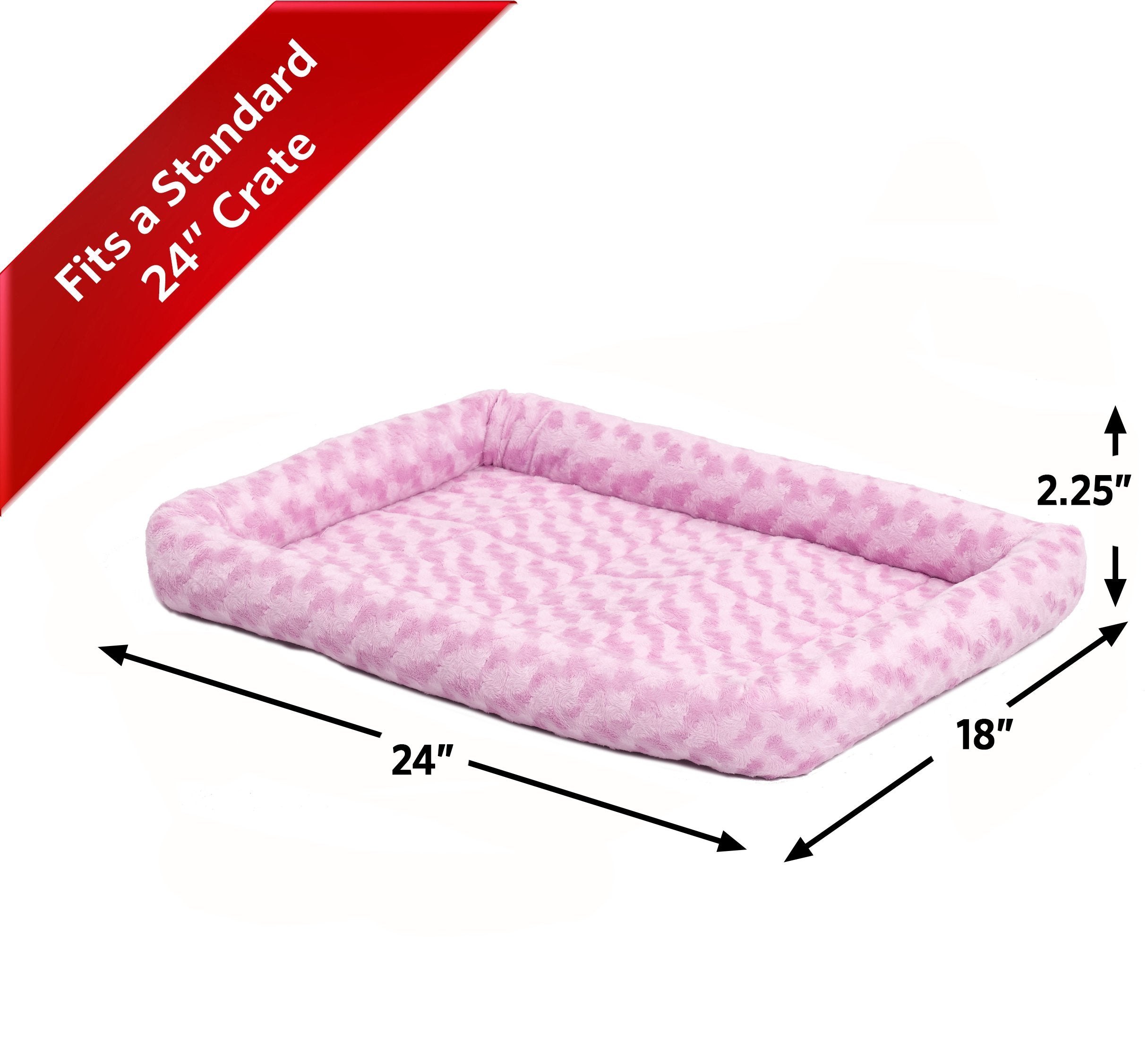 Midwest Homes For Pets Bolster Dog Bed 24L-Inch Pink Dog Bed Or Cat Bed W/Comfortable Bolster | Ideal For Small Dog Breeds & Fit