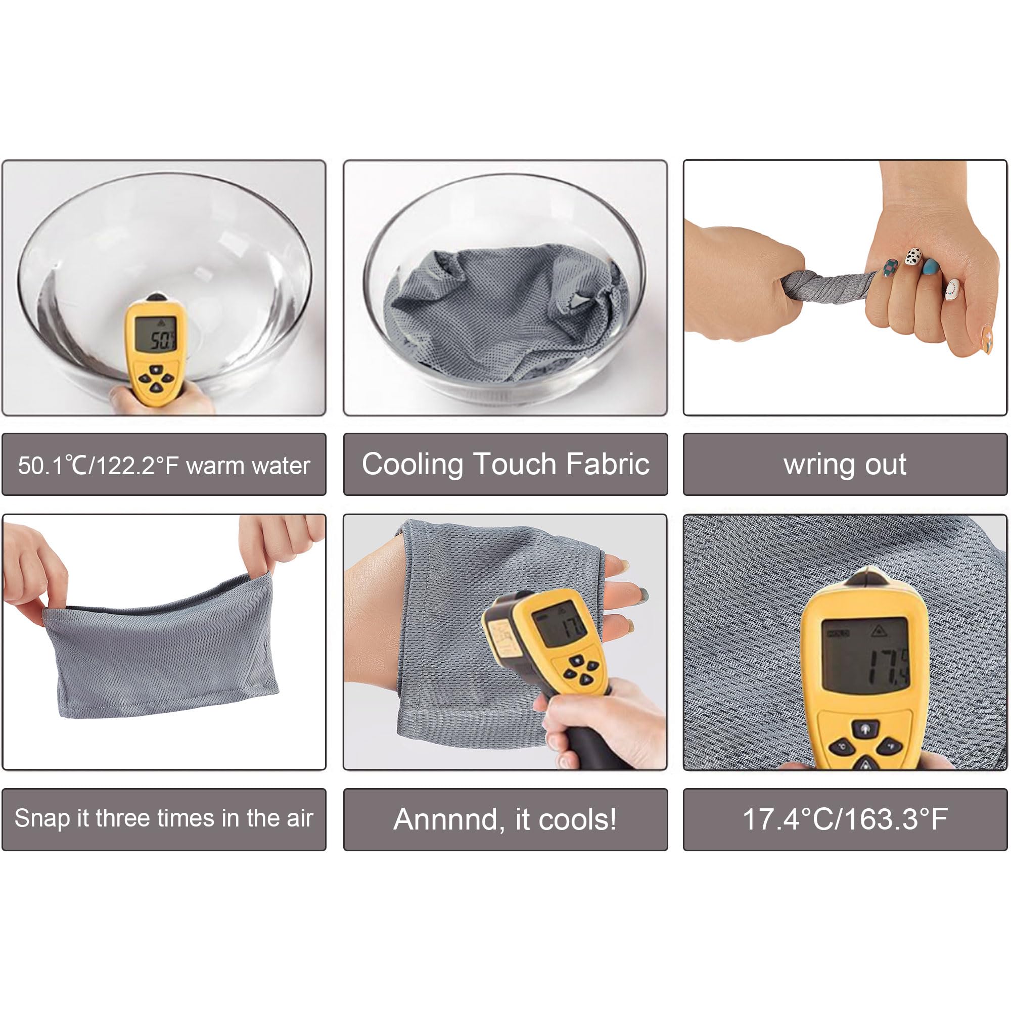 Nacoco 2 Pcs Dog Instant Cooling Scarf Summer Pet Bandana Cats Collar Ice Towels For Bulldog (Gray, L)