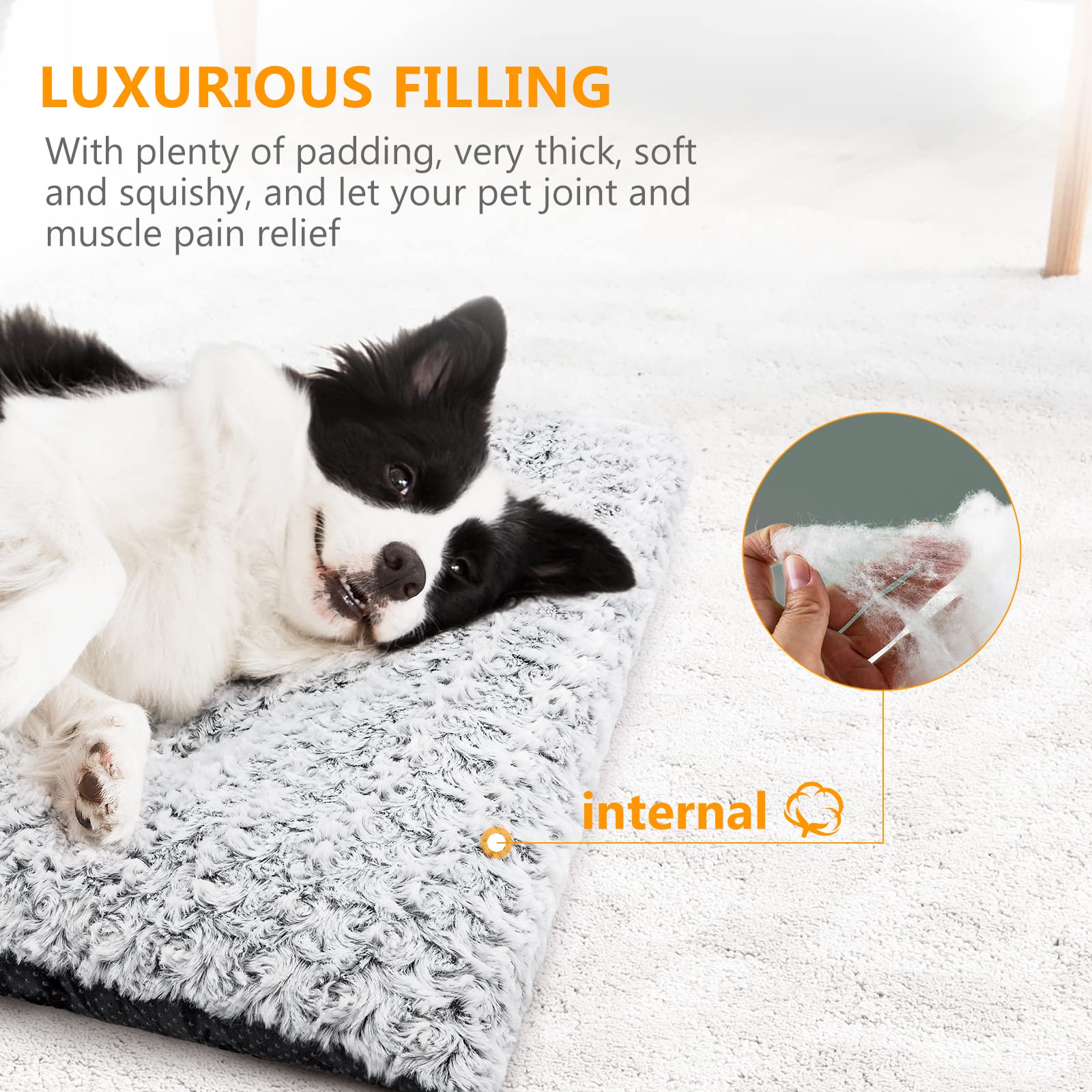 Mixjoy Dog Bed Kennel Pad Washable Anti-Slip Crate Mat For Extra Large Dogs And Cats (42-Inch)