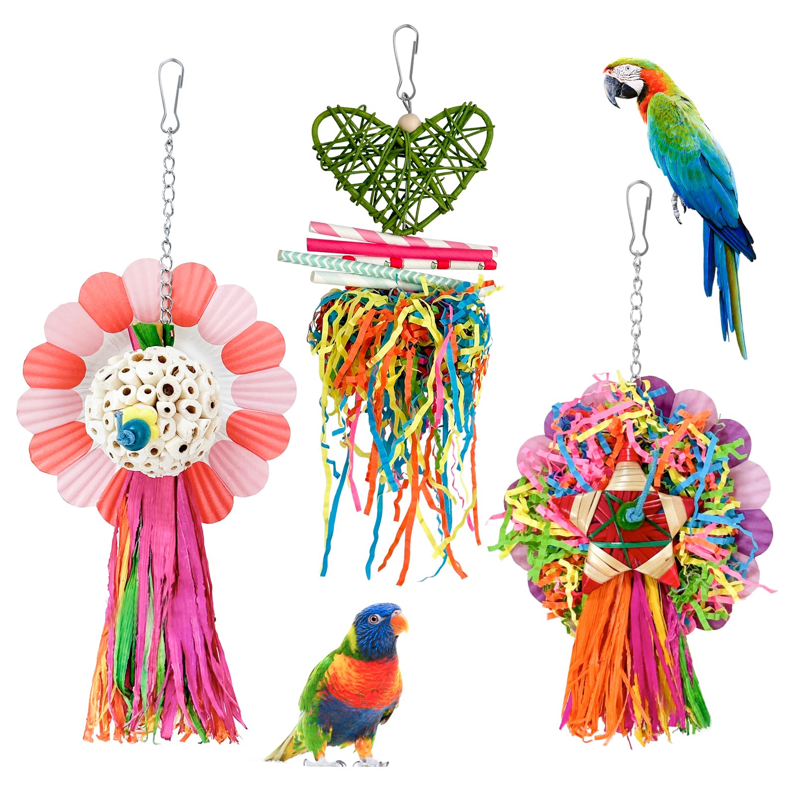 Loperdeve Bird Toys, 3Pcs Natural Corn Cob Bird Chew Toys Bird Foraging Toys For Small Medium Parrots, Conures, Cockatiel, Loveb