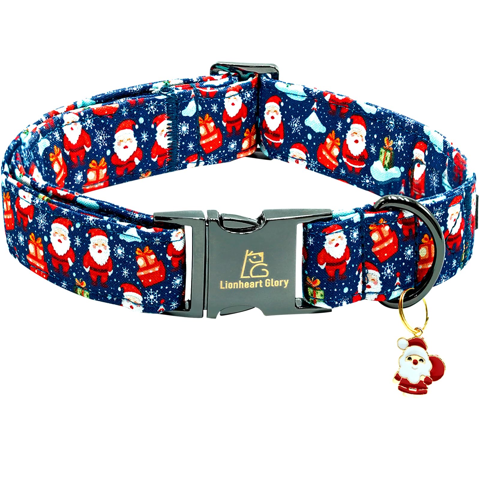 Lionheart Glory Christmas Dog Collar Santa Print Collars Soft Durable Adjustable Dog Collars For Medium Dogs Pet Gift Female Or 