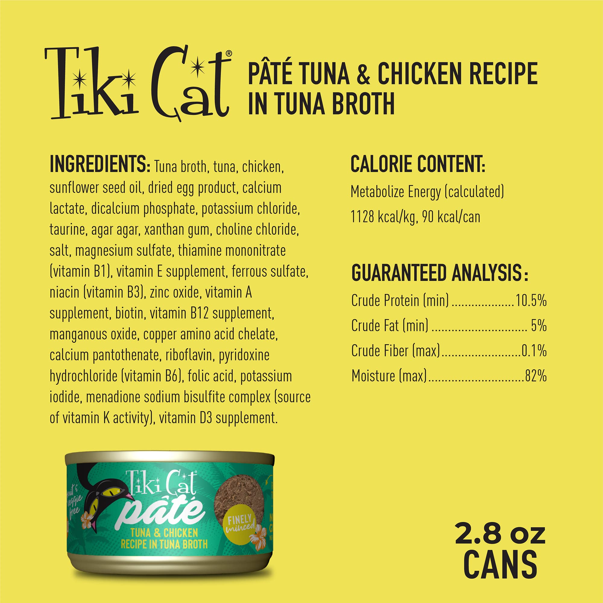 Tiki Cat Luau Pt  , Ahi Tuna & Chicken Recipe in Chicken Consumme, Grain-Free Balanced Nutrition Wet Canned Cat Food, for All Li