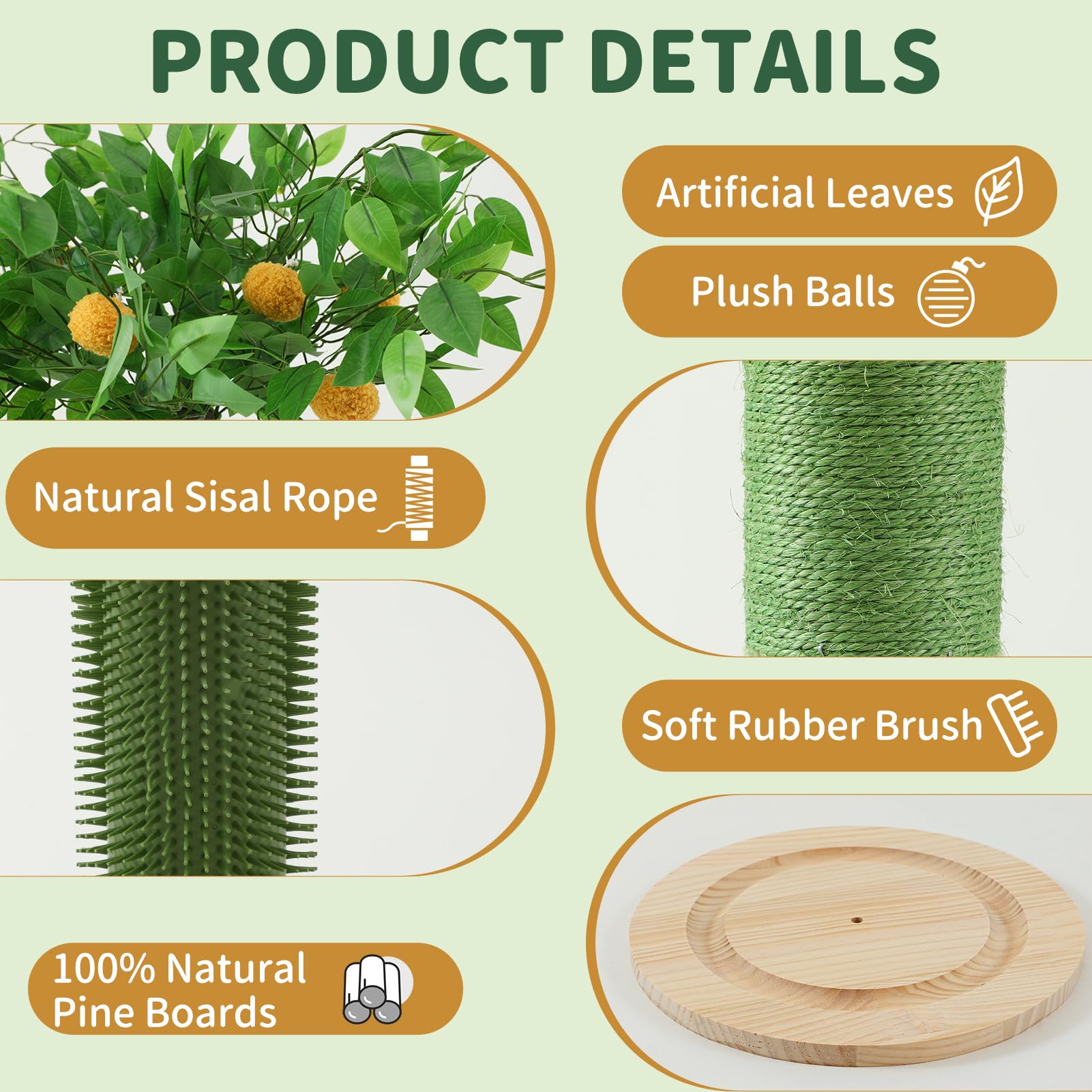 Sheripet Cat Scratching Post For Indoor Cats Adults, 45 Inch Tall Cat Scratcher With Sisal Rope, Large Cats Scratching Posts Wit