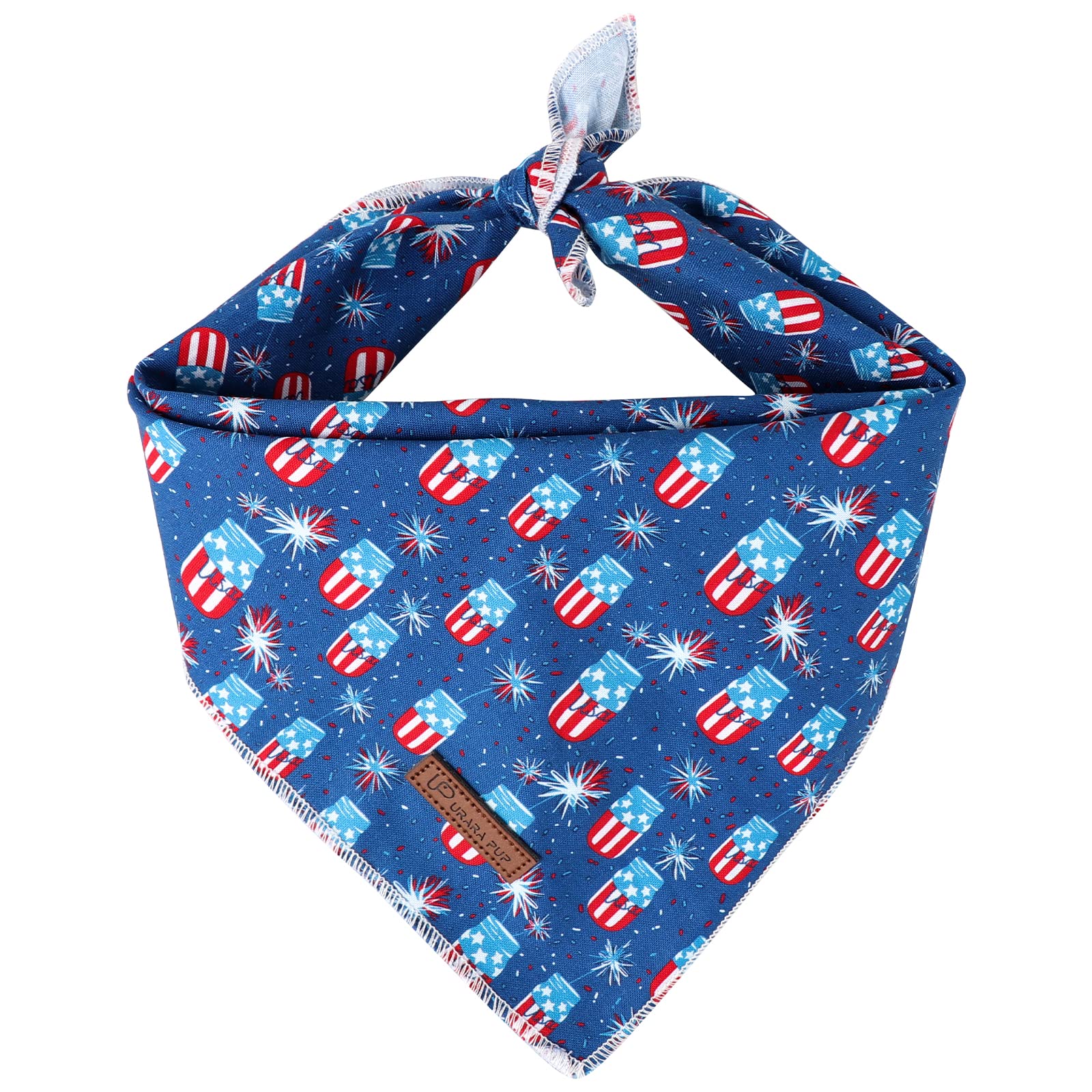 Up Urara Pup 4Th Of July Dog Bandana, Patriotic Bandana For Small Medium Dog, Cute Patriotic Puppy Bandana, Cotton American Flag