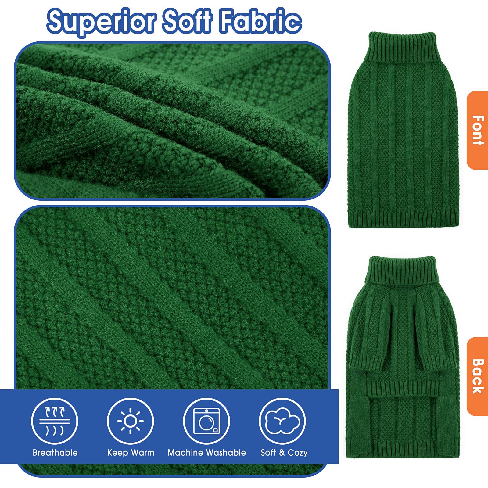 Queenmore Small Dog Sweaters For Small Dogs Girls Boys,Xmas Sweater Small Dog,Turtleneck Knitted Sweater For Dog Cat,Cold Weathe