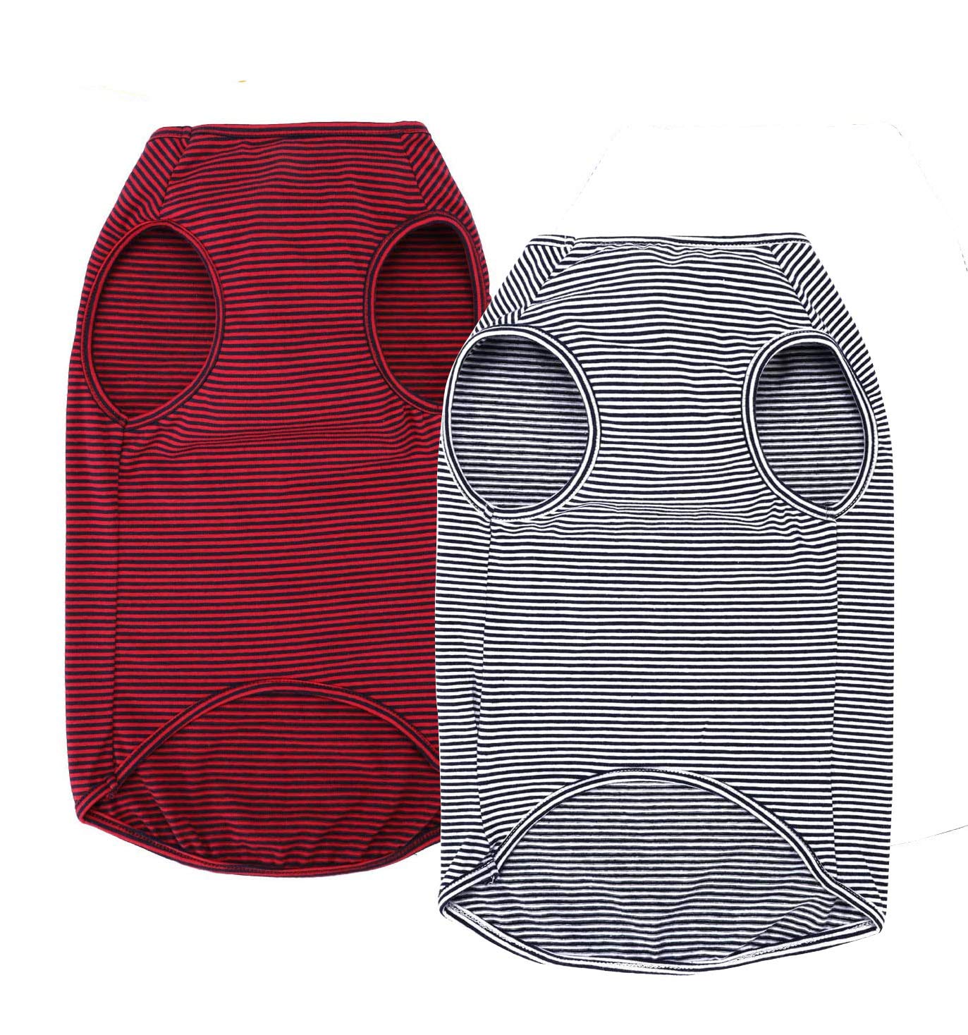 Weone Dog Summer T-Shirts Striped Cotton Vest,Pet Breathable Soft Basic Clothes For Small Medium Larg Boy Girl Dogs,L