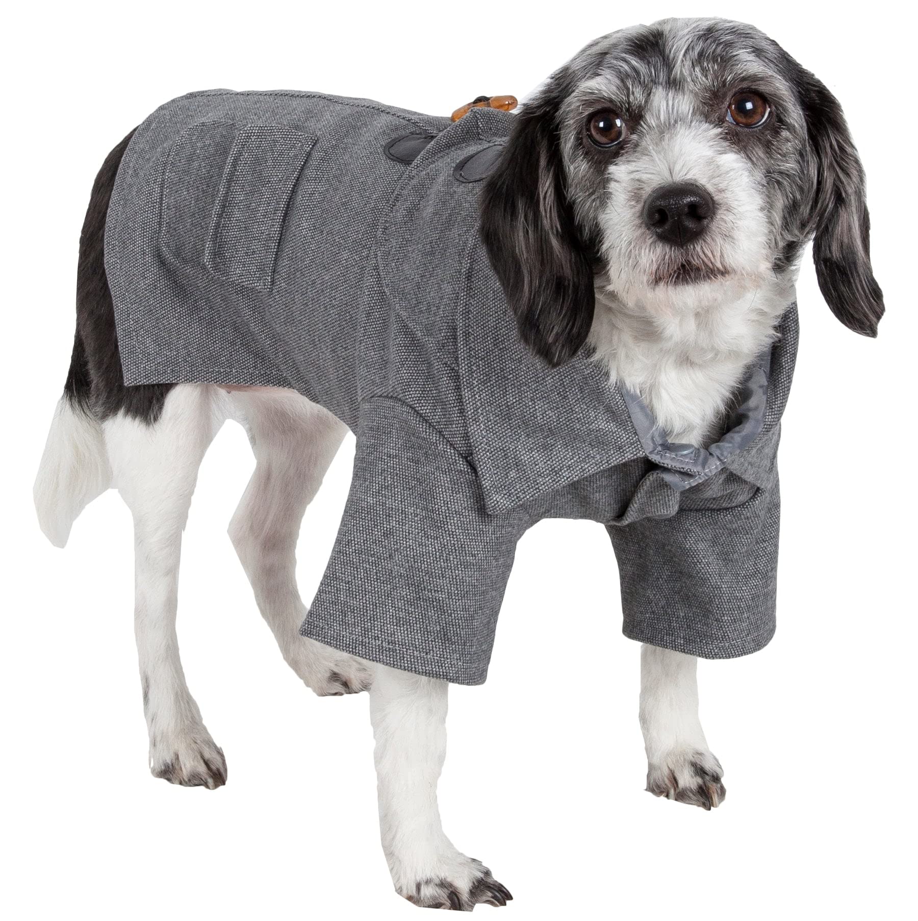 Military Static Rivited Fashion Collared Wool Pet Coat(D0102H7LL3U.)