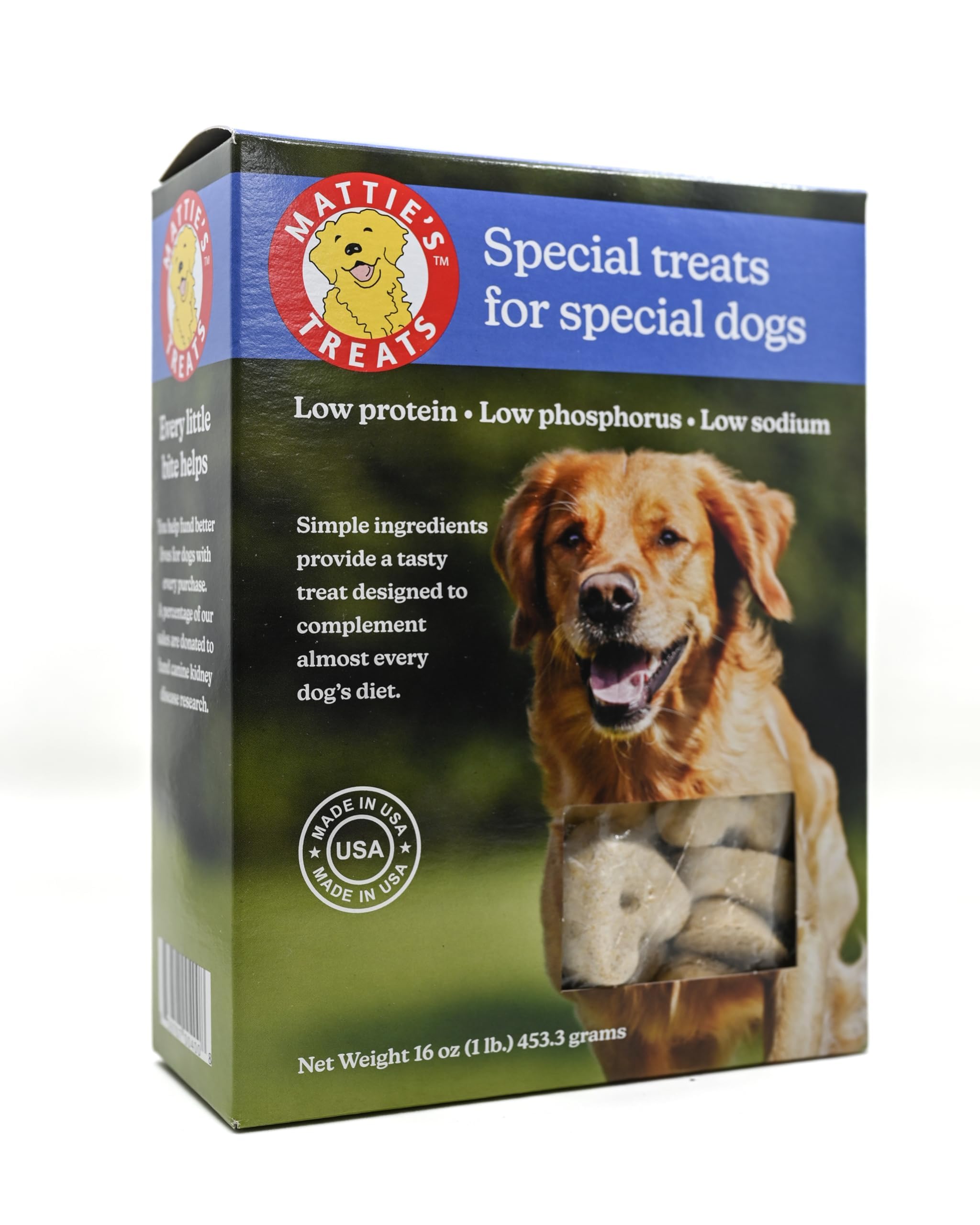 Matties Treats: 1 Pound Box; Low Protein, Low Phosphorus, Low Sodium Dog Treats