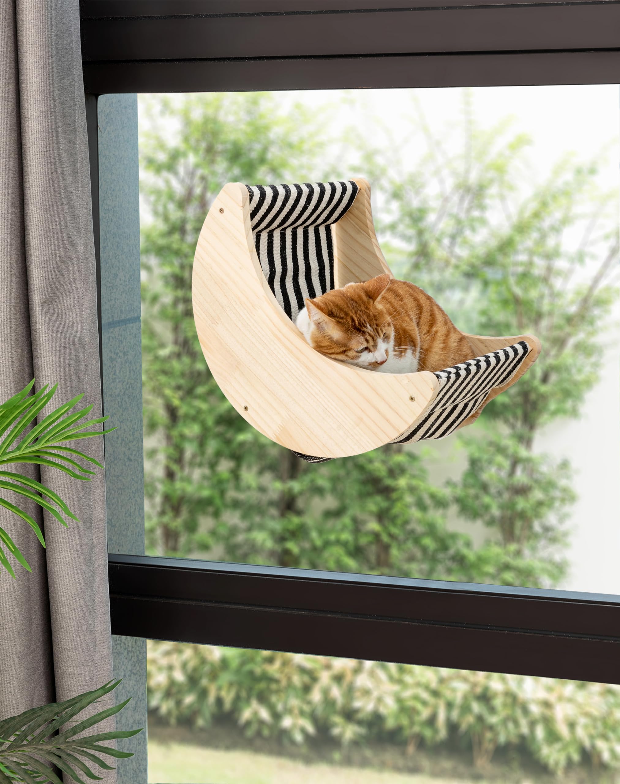Window Cat Beds For Indoor Cats Perches Moon Shelves Mounted With Strong Suction Cups Cat Window Seat For Sleep And Watch Birds(