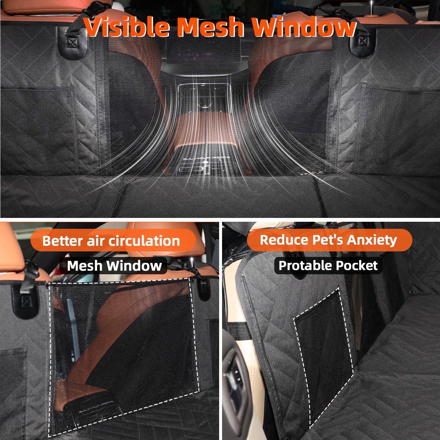 Mirozo Dog Seat Cover,Back Seat Extender For Dogs,600D Heavy Durable Dog Seat Cover Pet Seat Cover For Car Pet Backseat Protecto