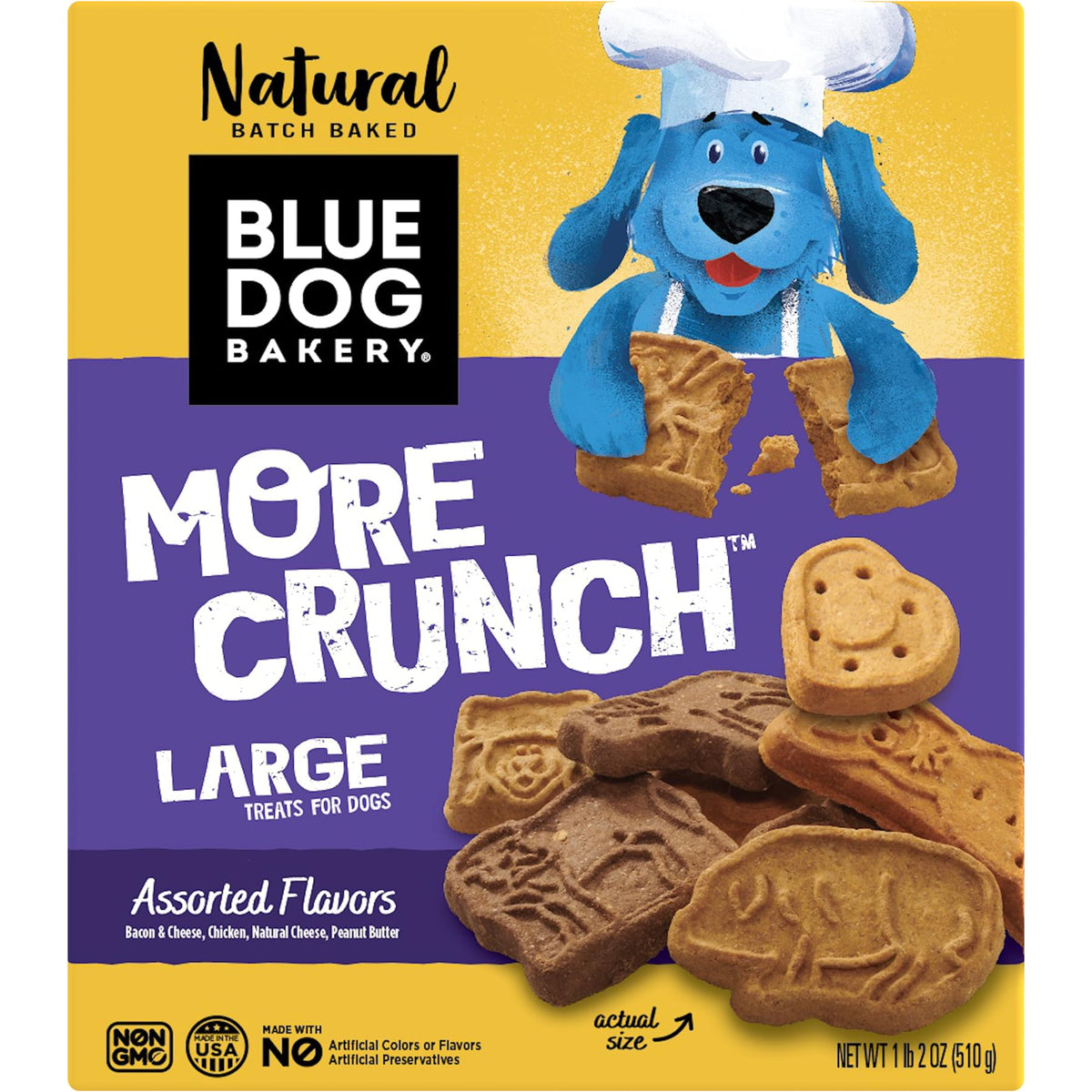 Blue Dog Bakery Natural Dog Treats, More Crunch Large, Assorted Flavors, 18Oz Box, 6 Boxes