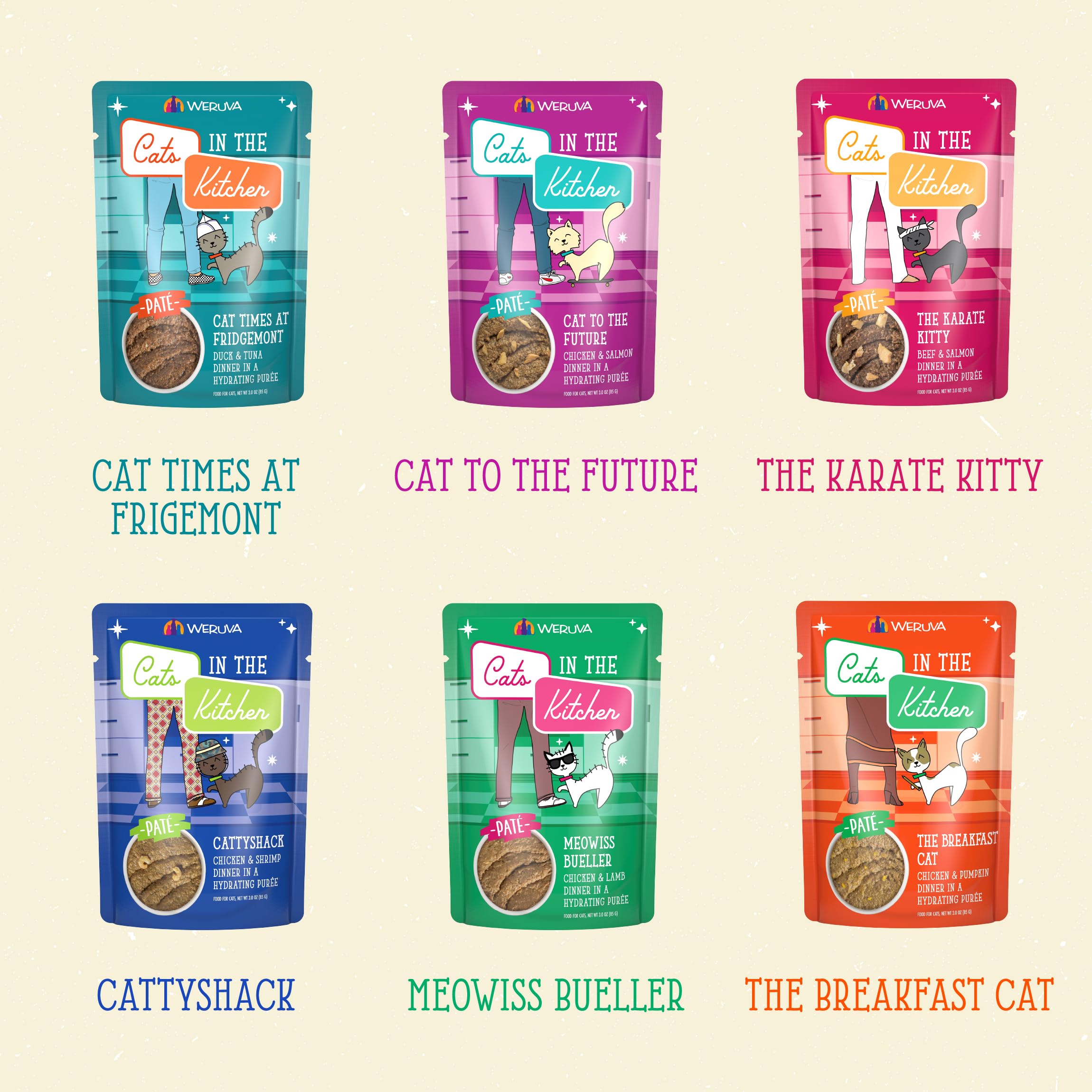 Weruva Cats in The Kitchen Slide N Serve The Brat Pack Variety Cat Food Pouches 3 Ounce (Pack of 12)