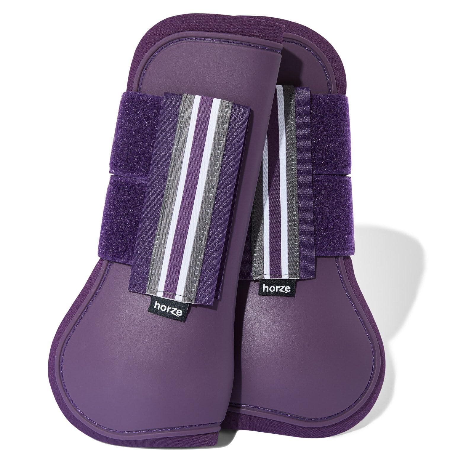 Horze Adepto Open Front Tendon Boots | Durable Shell With Neoprene Lining - Blackcurrant Purple - Horse