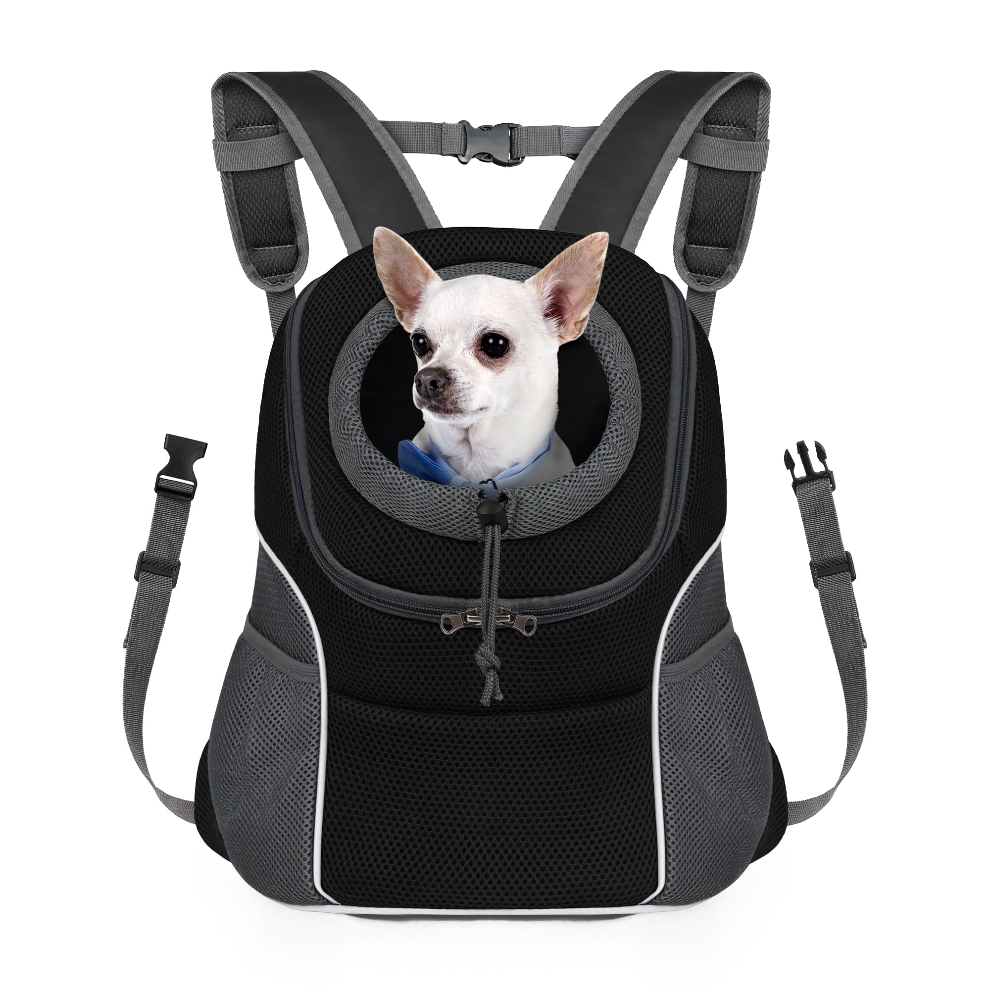 WOYYHO Pet Dog Carrier Backpack Small Dog Front Backpack Ventilated Dog Carrier Back Pack with Storage Pockets, Adjustable Strap