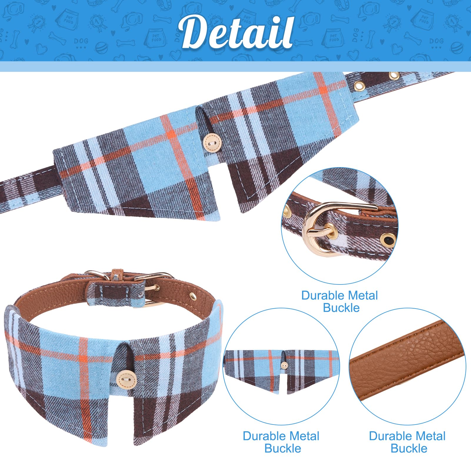 Expawlorer Dog Leash And Collar Set - Classic Plaid Medium Dog Collar With Bow Tie, 360 Swivel No Tangle Dog Leash, Adjustable D