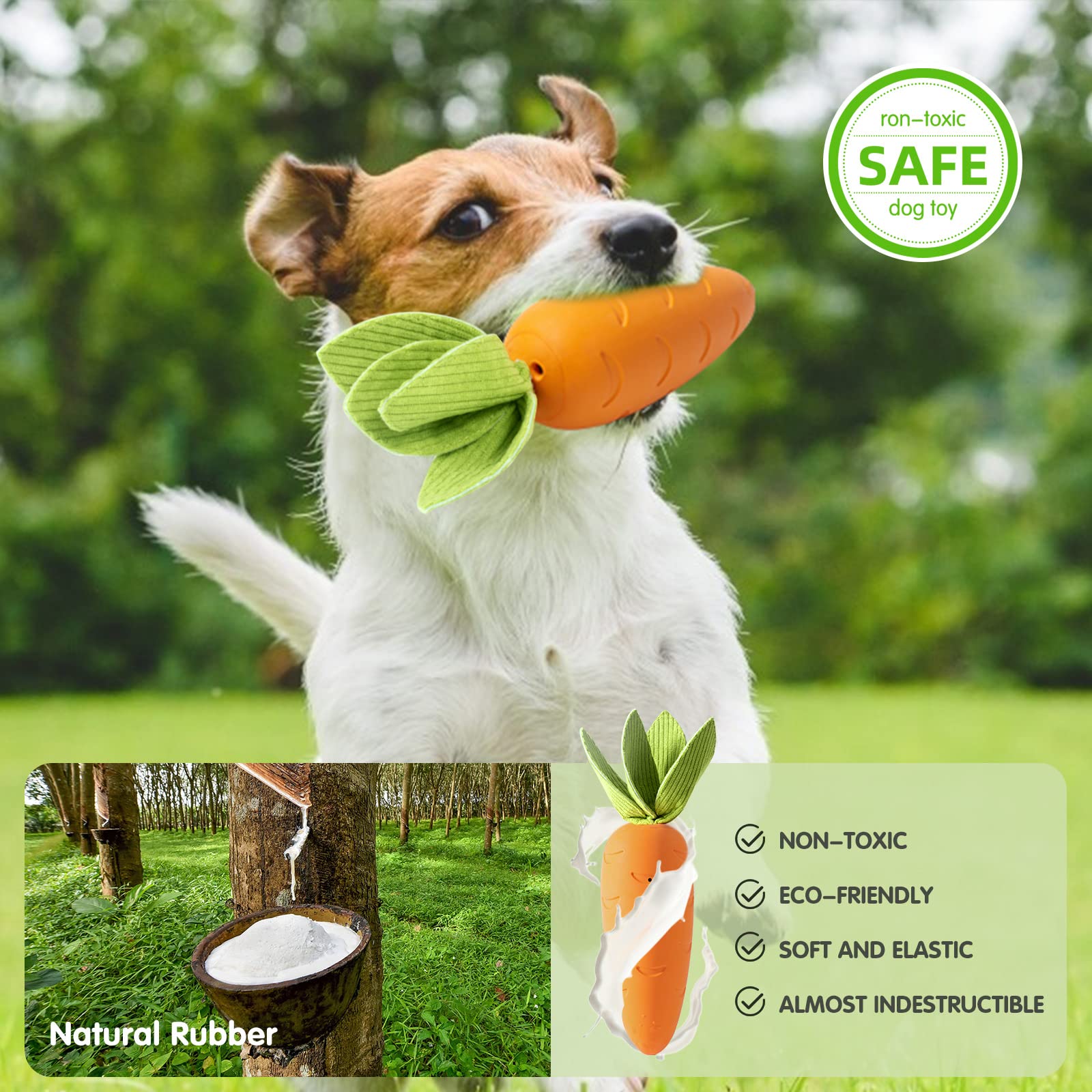 Heykey Squeaky Dog Chew Toys For Aggressive Chewers, Indestructible , Tough Durable Teeth-Cleaning Rubber Toys For Puppy Medium