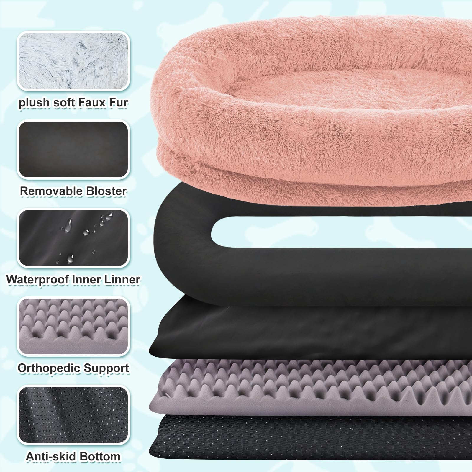 Yaem Human Dog Bed, 71''X45''X12'' Beds For Humans Size Fits You And Pets, Washable Faux Fur Bed People Doze Off, Napping Orthop