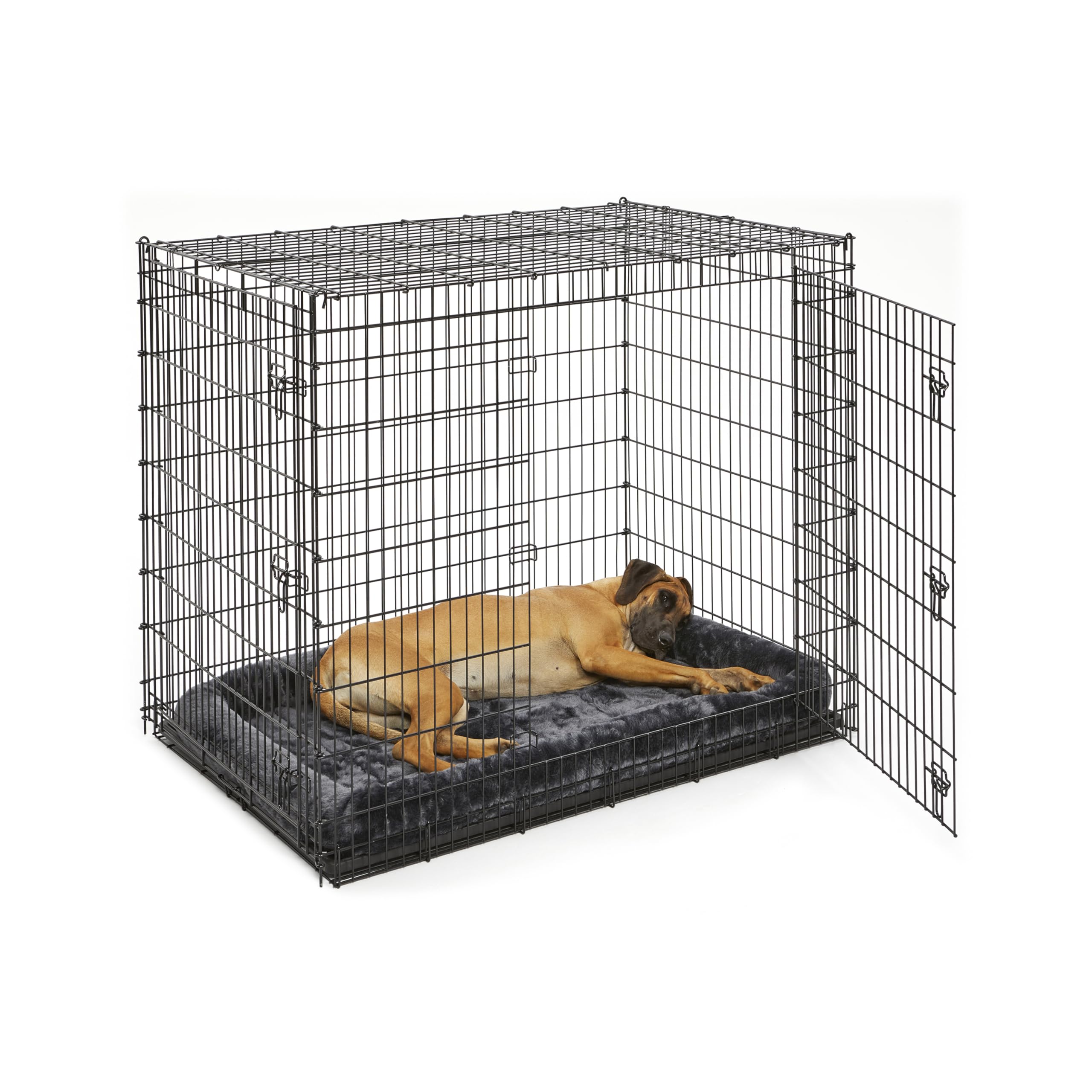 Midwest Homes For Pets Ginormous Double Door 54-Inch Dog Crate For Xxl Dogs Breeds; Great Dane, Mastiff, St. Bernard, Drop Pin Assembly Requires Two People; Divider Panel Not Included; Black: Sl54Dd