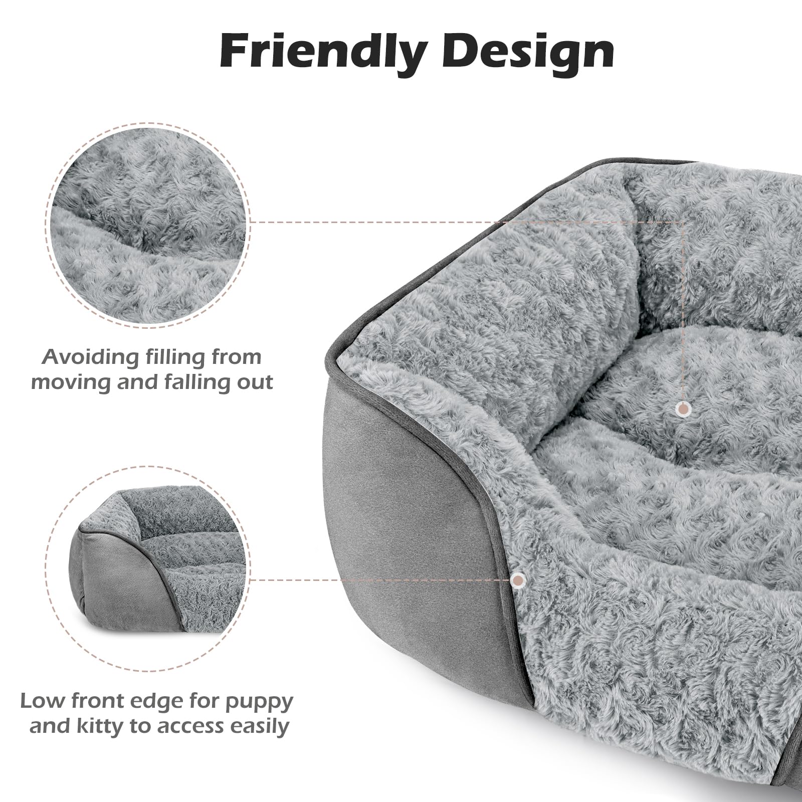 INVENHO Large Dog Bed Rectangle Washable Orthopedic Soft Calming Sleeping Durable Pet Cuddler with Anti-Slip Bottom