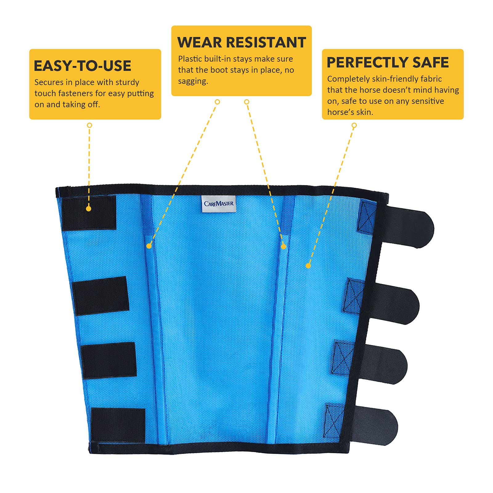 Caremaster Mesh Fly Boots For Horse Stomp Reduction Easy To Wear Set Of 4-Sky Blue