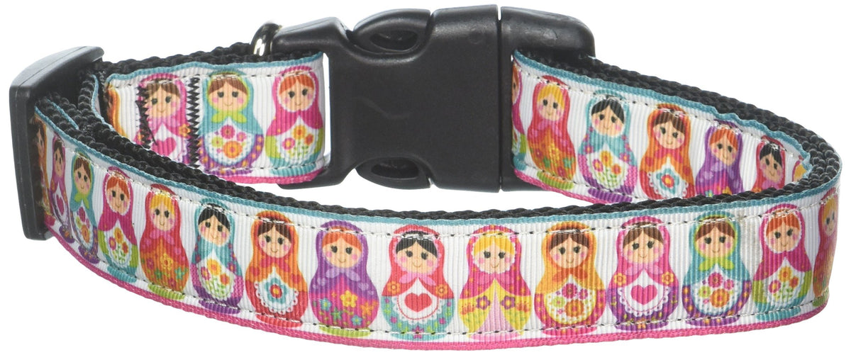 Pet Dog & Cat Nylon Collar or Leash, &quot;Pretty Nesting Dolls&quot; 1&quot; w x 4 ft. leash