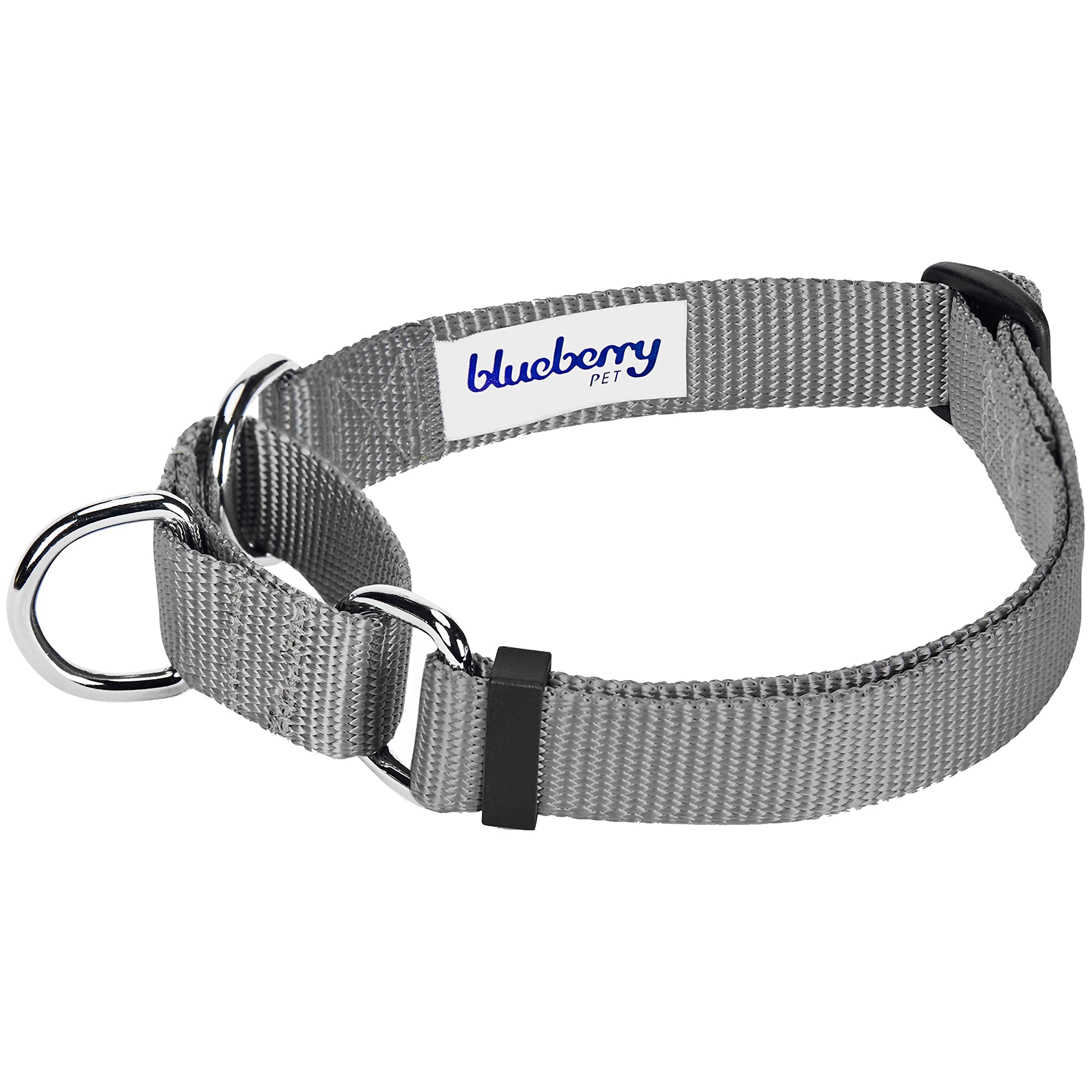 Blueberry Pet Essentials Martingale Safety Training Dog Collar, Flint Gray, Large, Heavy Duty Nylon Adjustable Collars For Dogs