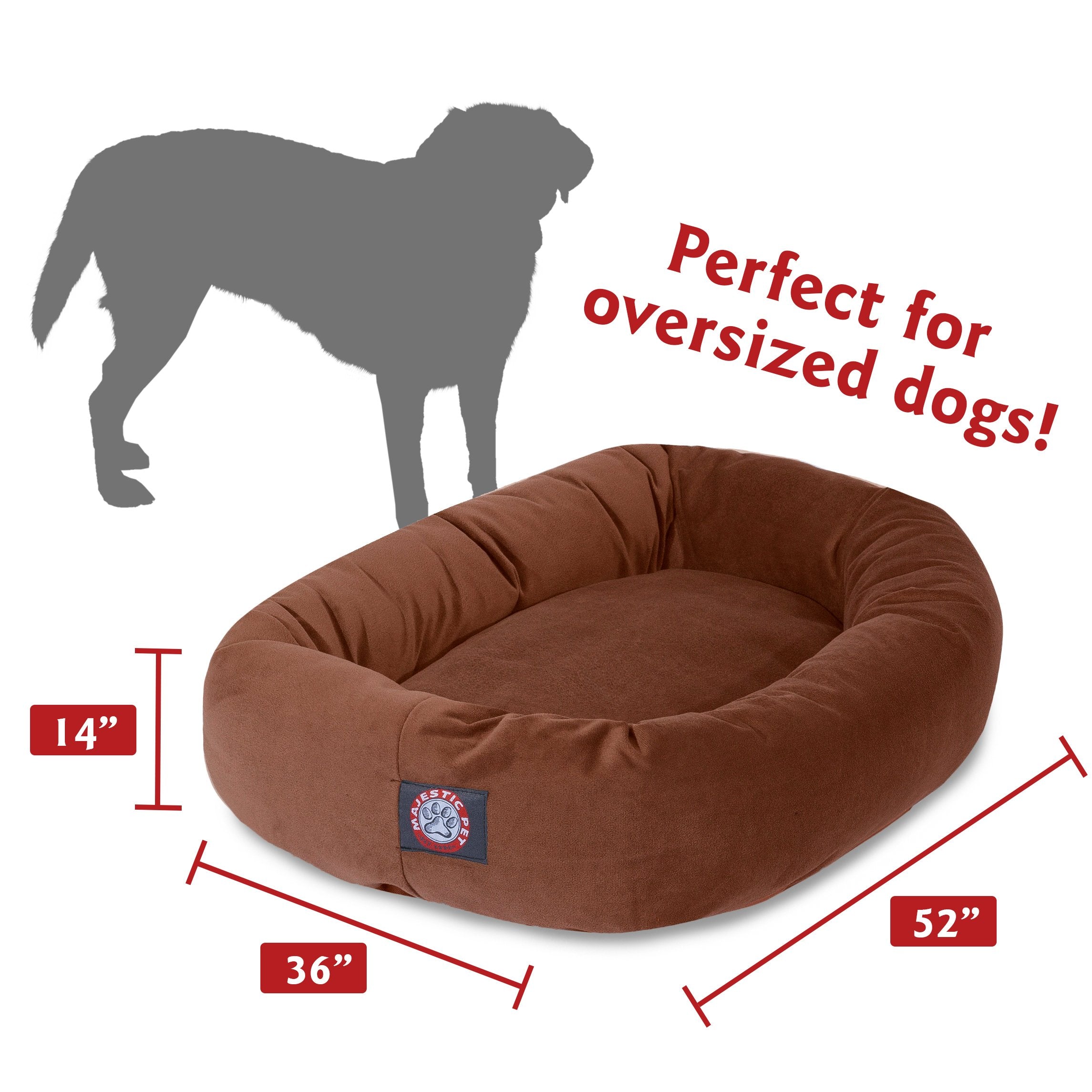 Majestic Pet 52 Inch Suede Shredded Memory Foam Mix Calming Extra Large Dog Bed Washable 52 x 35 x 11 (Inch) - Cozy Soft Round D