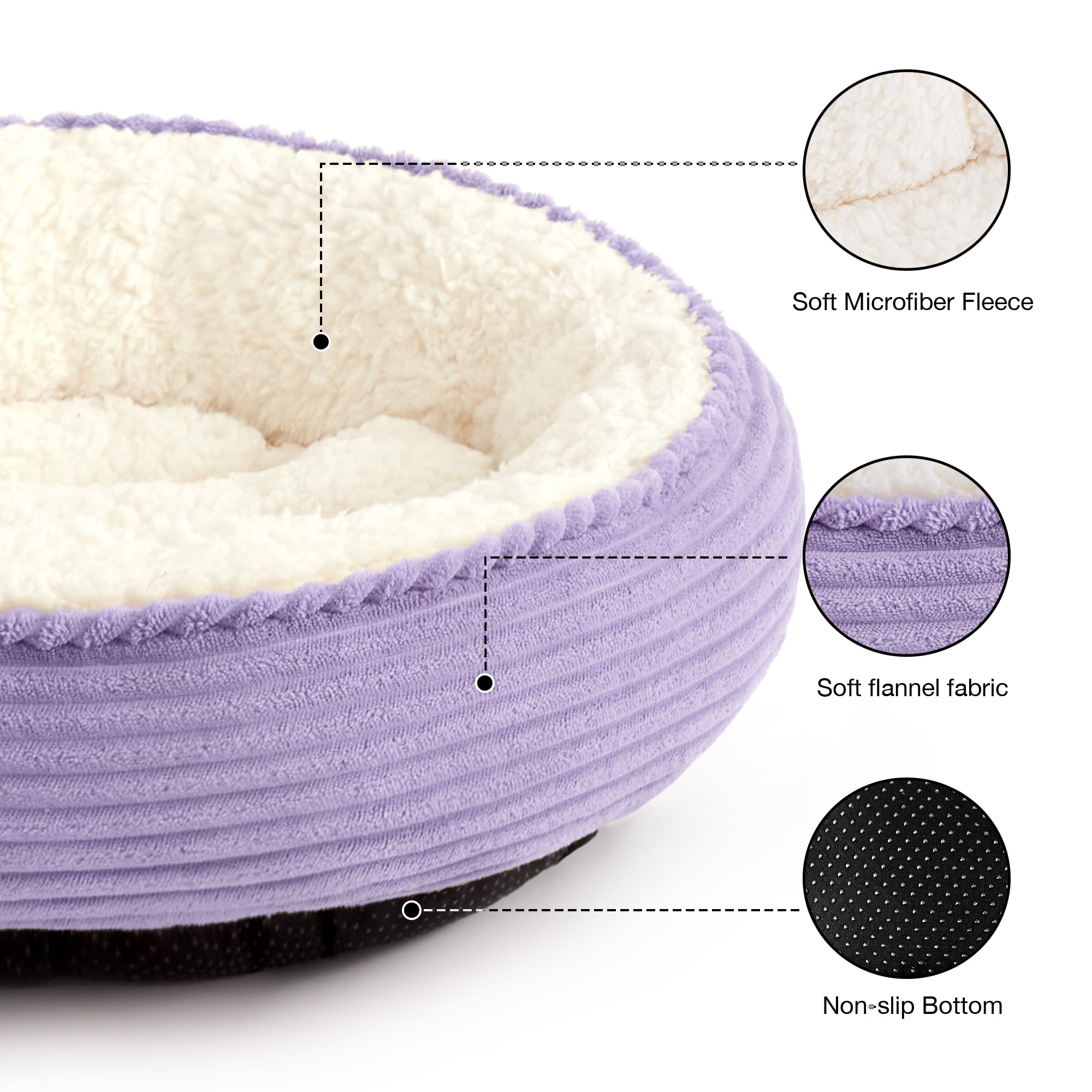 Love'S Cabin Round Donut Cat And Dog Cushion Bed, 20In Pet Bed For Cats Or Small Dogs, Anti-Slip & Water-Resistant Bottom, Soft
