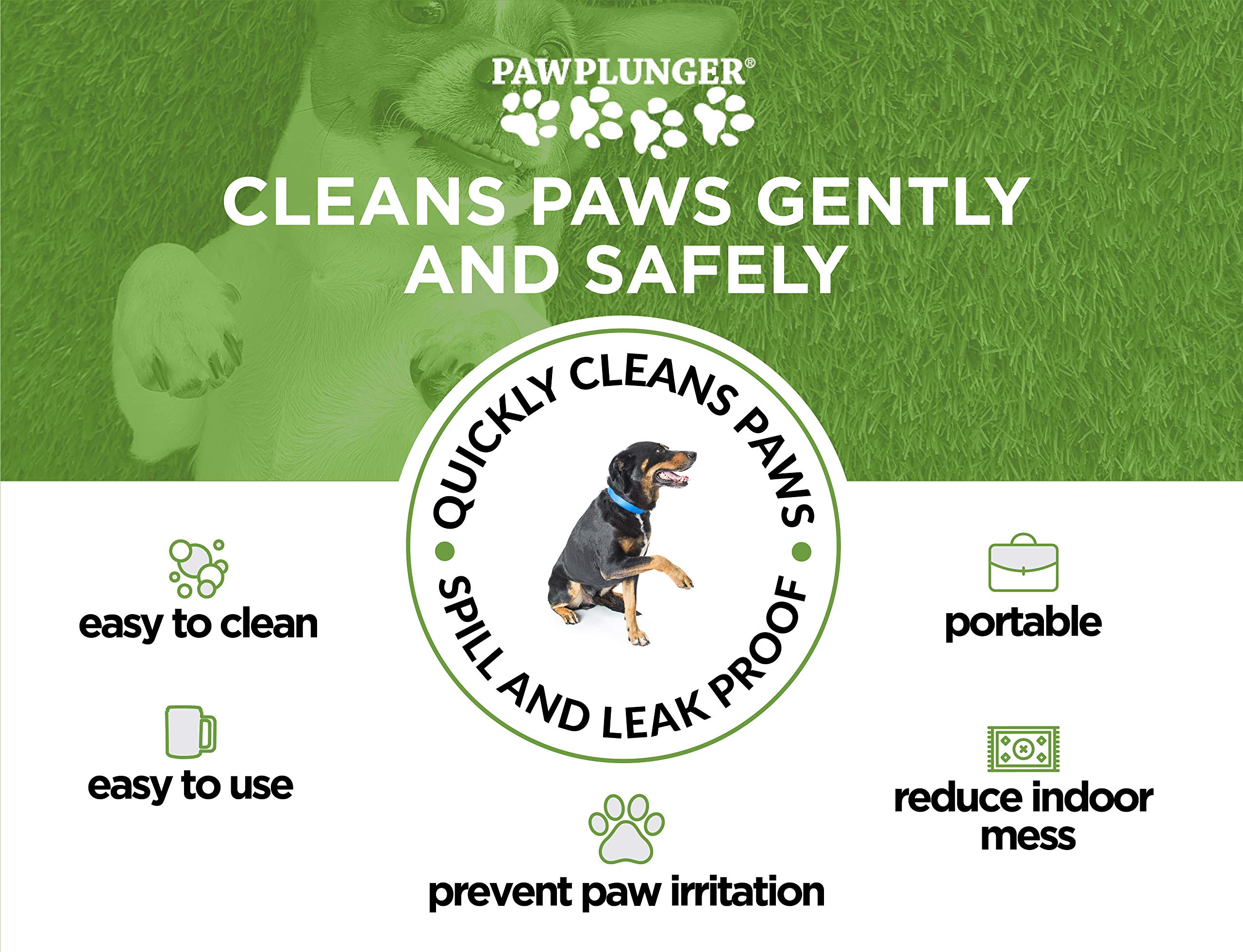 Paw Plunger - Dog Paw Cleaner - Dog And Puppy Essentials - Portable Dirty Paw Washer - Ideal For Medium Dogs - Black
