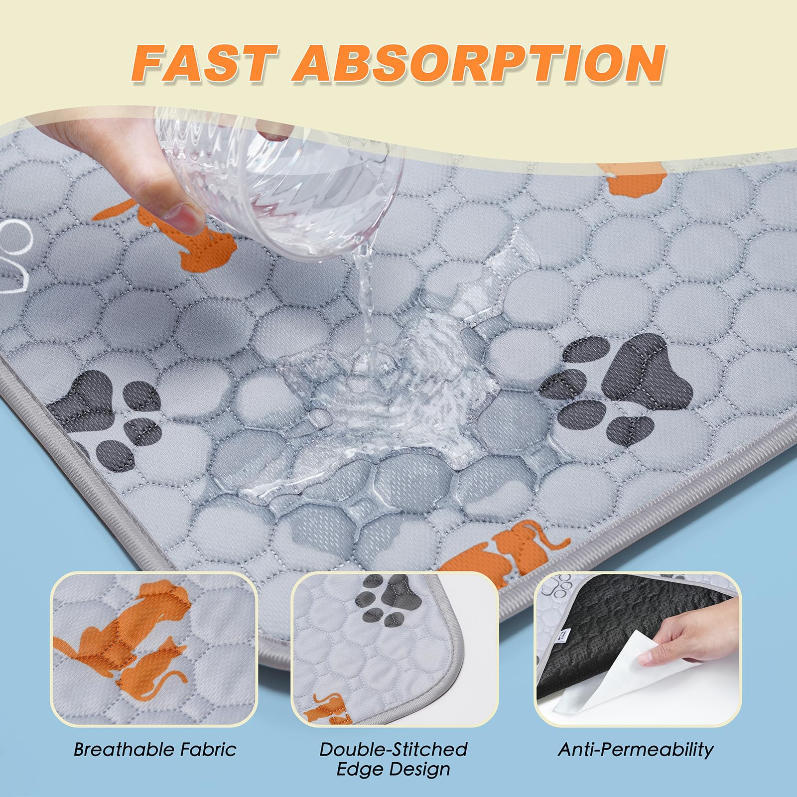 X.P.Made Washable Pee Pads For Dogs, 2 Pack Reusable Puppy Pads, Waterproof Pet Pee Pads For Dog Potty Training, Extra Large Dog