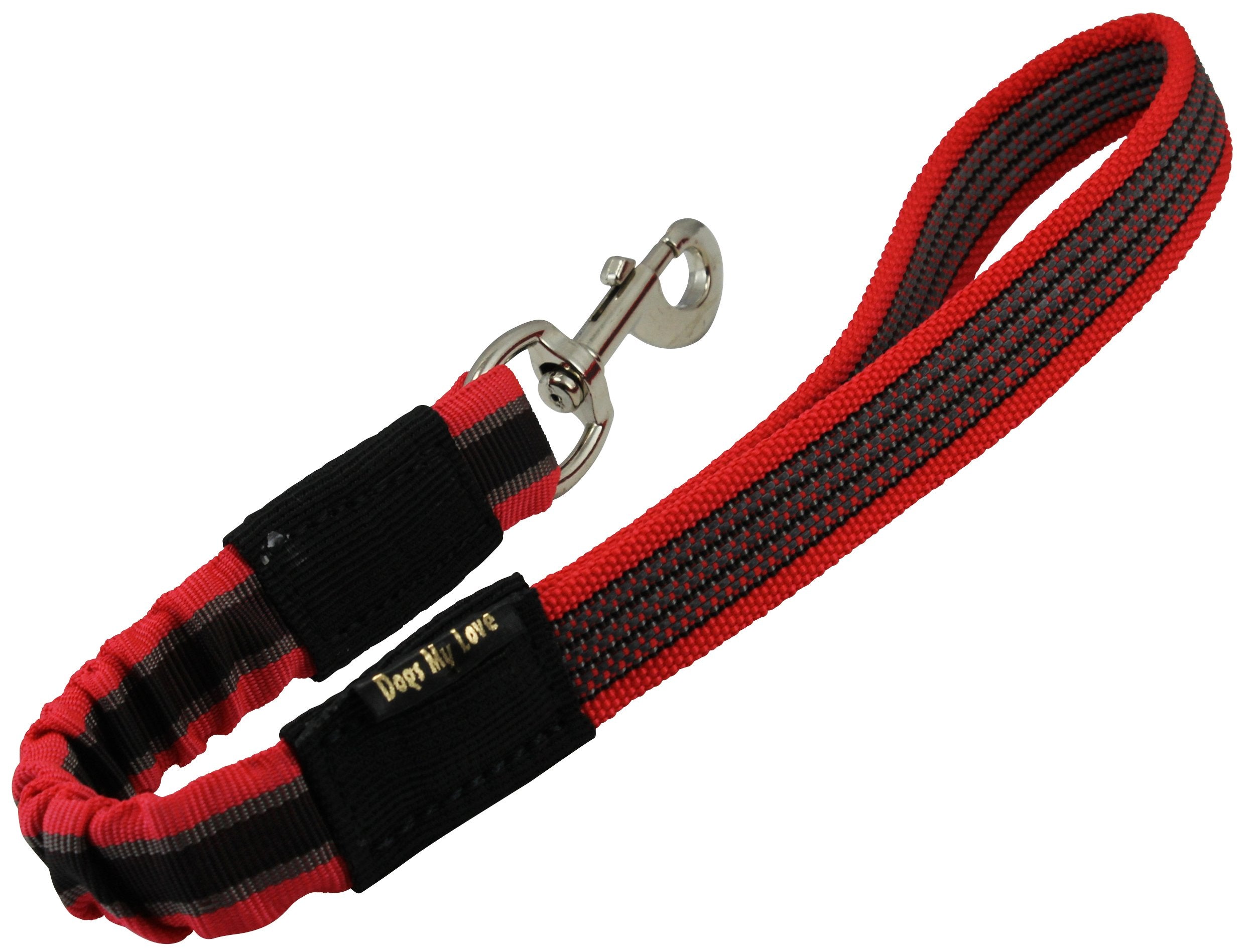 Bungee Shock Absorbing Dog Short Leash Large 20' Long 1' Wide Traffic Lead Red