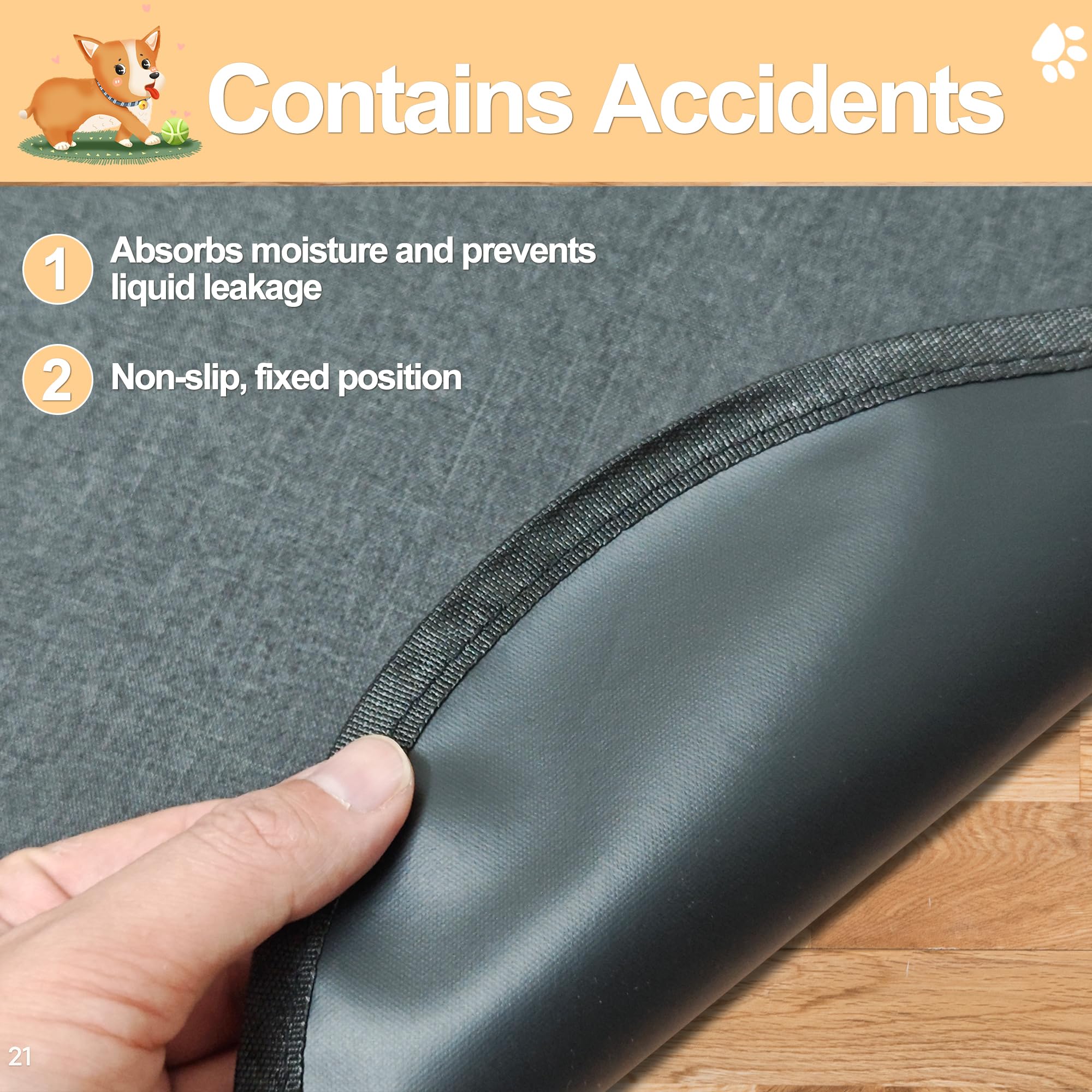 Ehzyaz Dog Crate Mat Liner, Washable Pee Pads For Dogs, Absorbs Urine, Non-Slip, Waterproof Under Dog Crate Mat Floor Protector,