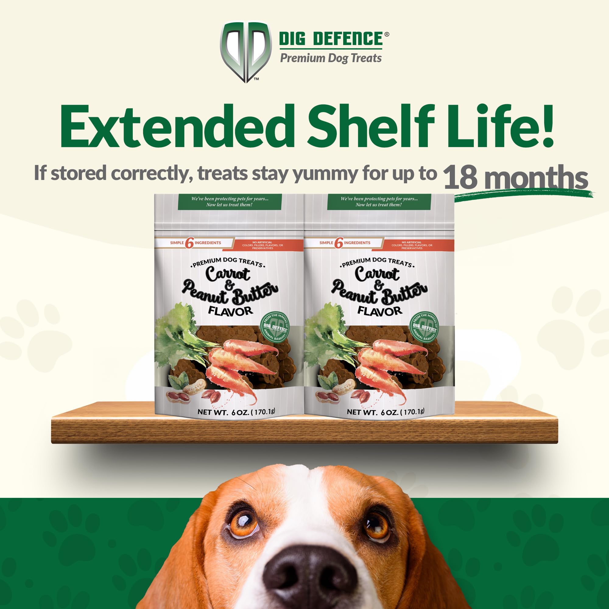 Dig Defence Premium Dog Treats - Carrot and Peanut Butter, Natural Ingredients, Baked Gourmet Snacks for Small & Big Dogs, Healt