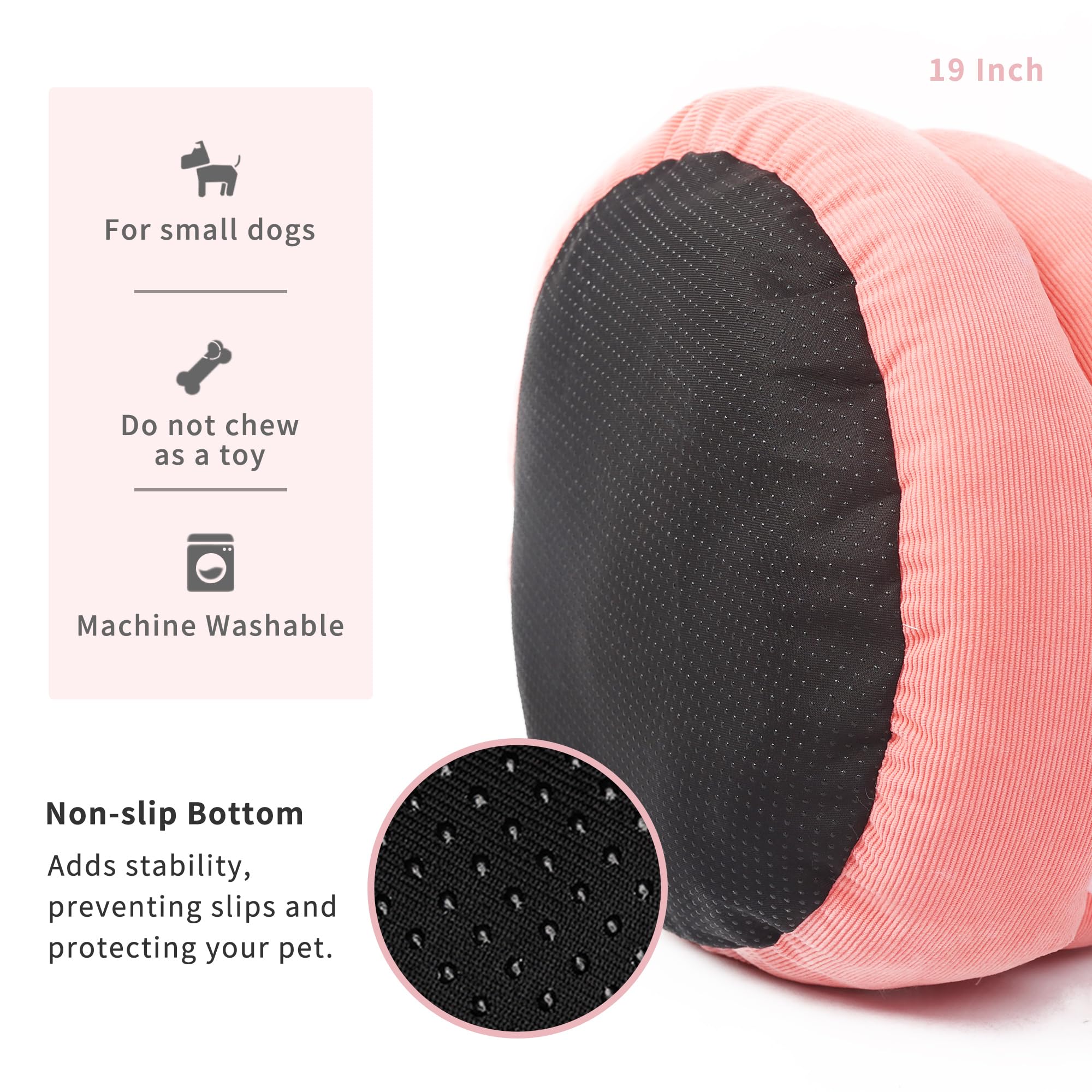 Small Washable Dog Bed With Sides Round Calming Anti Anxiety Pink Princess Puppy Bed 19 Inch
