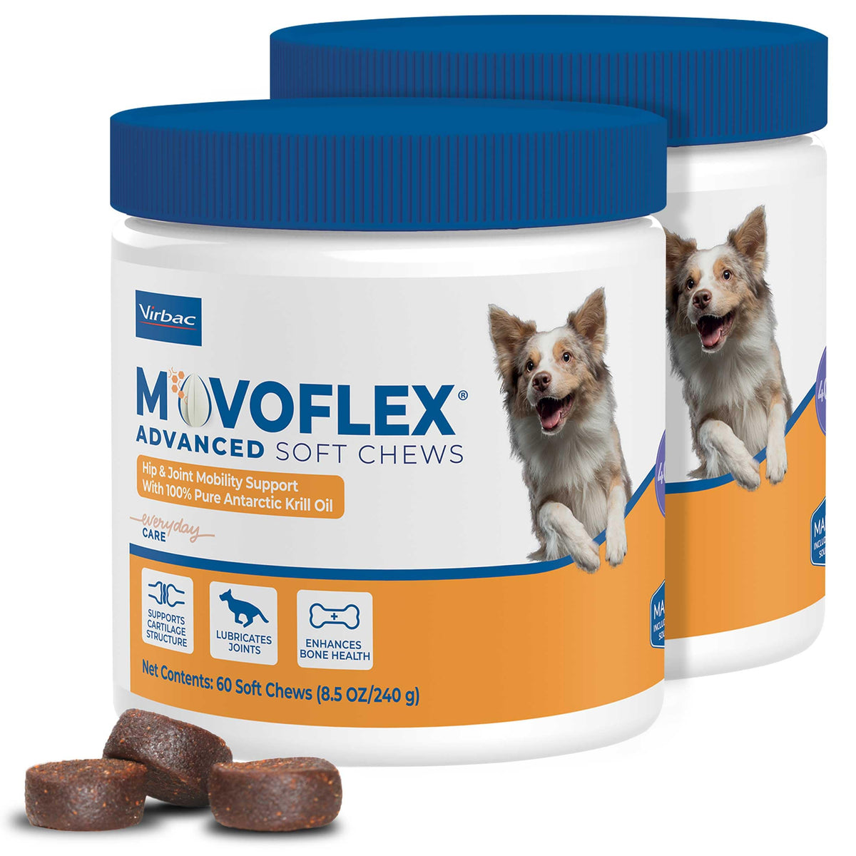 Movoflex Advanced Soft Chews Hip And Joint Support Supplement For Medium Dogs - 120 Count By Virbac