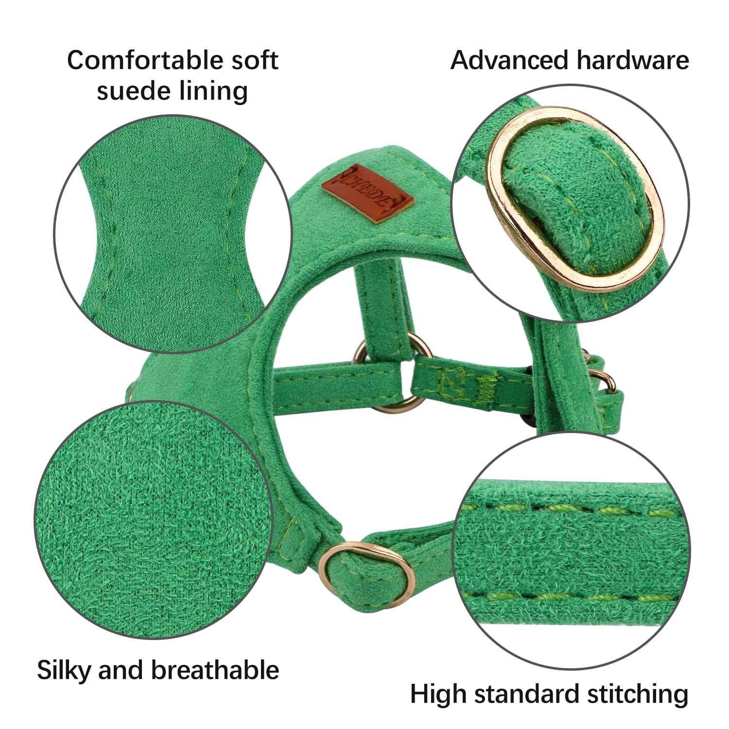 Chede No Pull Puppy Harness And Multifunction Dog Leash Set- 8 Colors Soft Adjustable No Choke Escape Proof Cute,Lightweight Pet Vest Harness For Small And Medium Dog (Xs, Green)