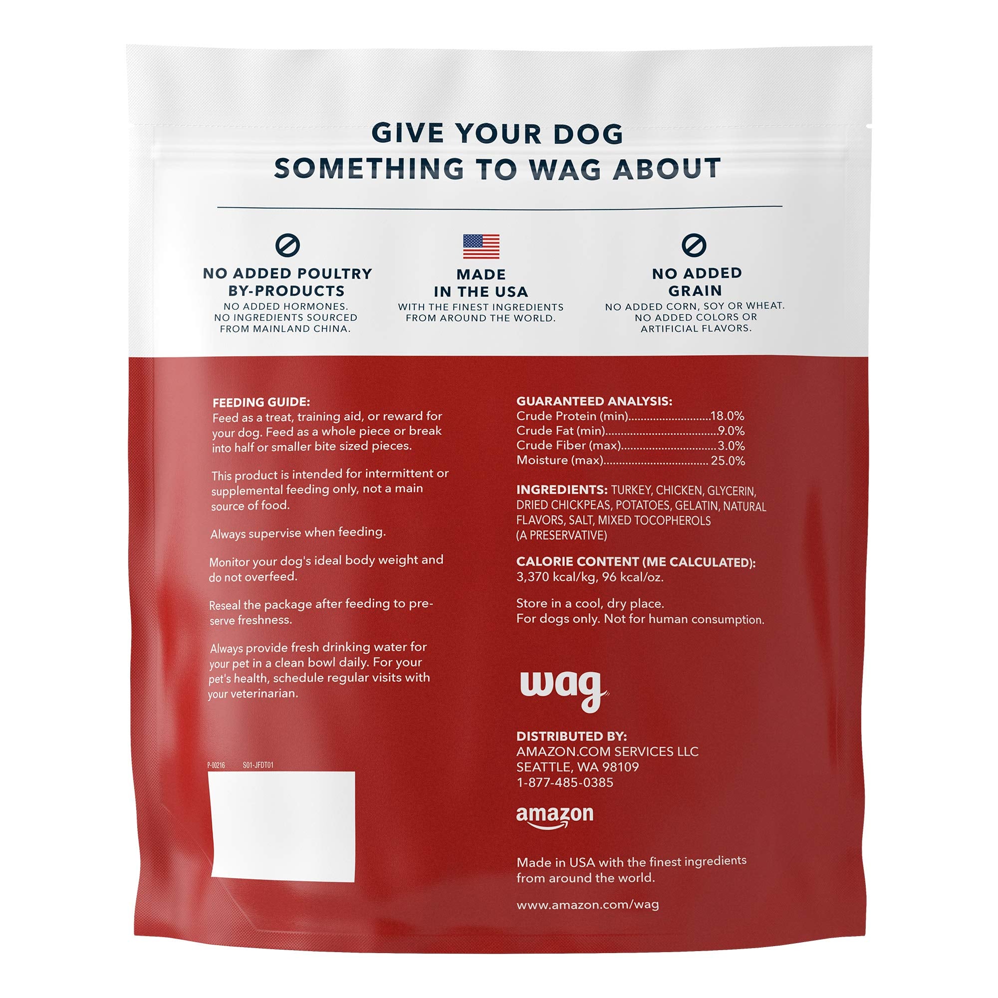 Amazon Brand - Wag Soft & Tender American Jerky Dog Treats - Turkey Recipe (24 oz)